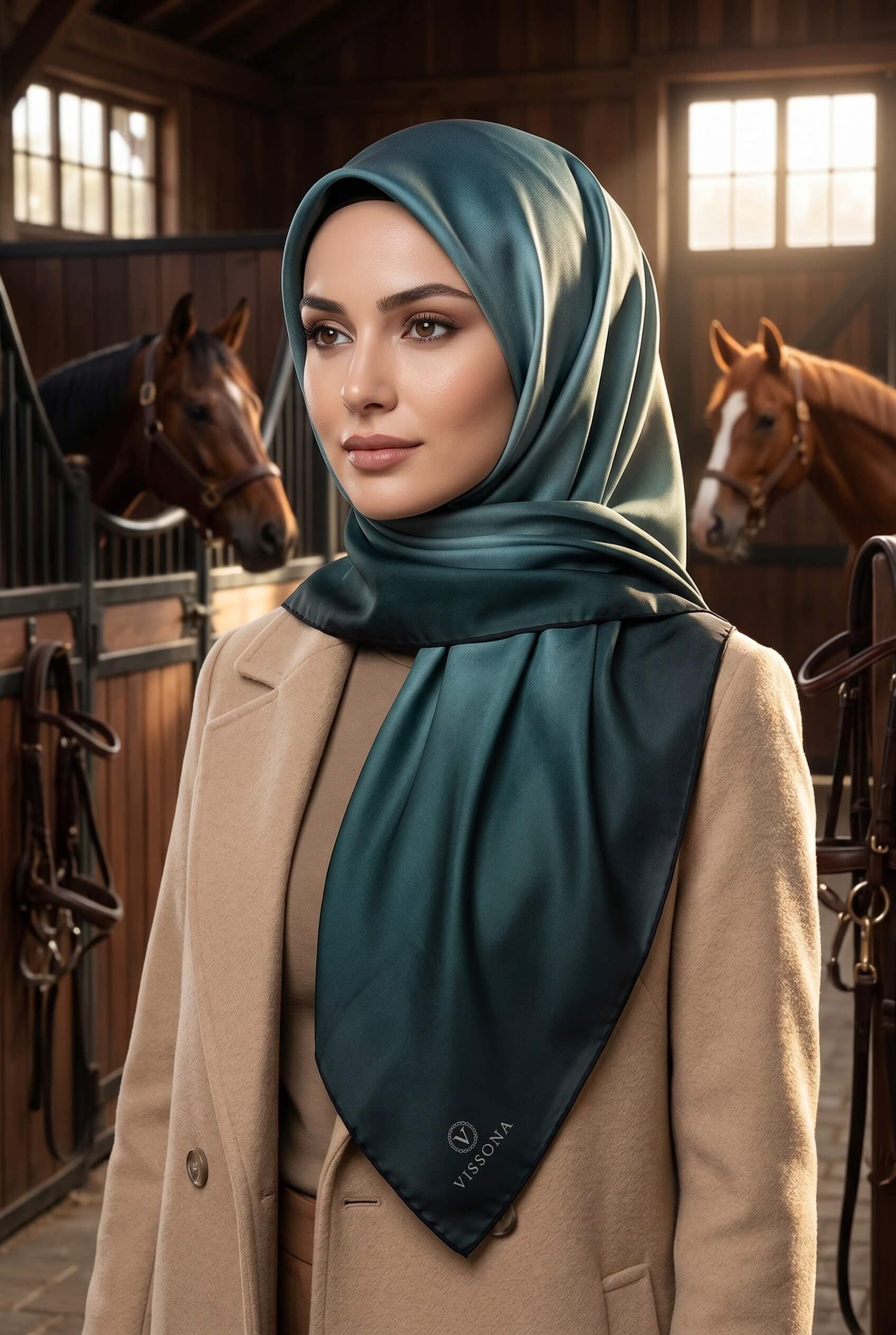 %100 Twill İpek Degrade Desenli Mint Yeşili Renkli 90x90 Eşarp Dikim Şekli : El Dikişi