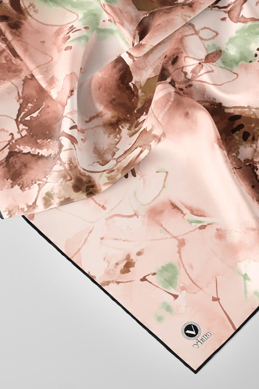Twill Batik Çiçek Desenli Somon Renkli 90x90 Eşarp (İpek İçermez) Kenar Dikiş Şekli El Dikişli