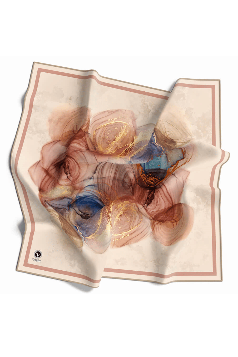 Twill Helezon Batik Desenli Somon Renkli 90x90 Eşarp (İpek İçermez) Dikim Şekli : El Dikişi