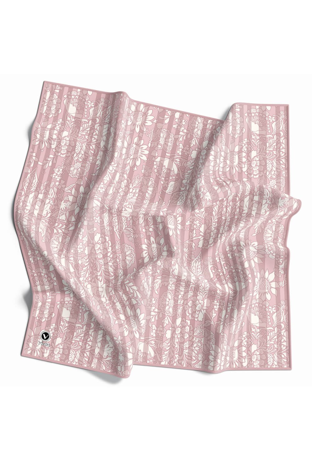 Twill Batik Şal Desenli Pudra Renkli 90x90 Eşarp (İpek İçermez) Kenar Dikiş Şekli El Dikişli