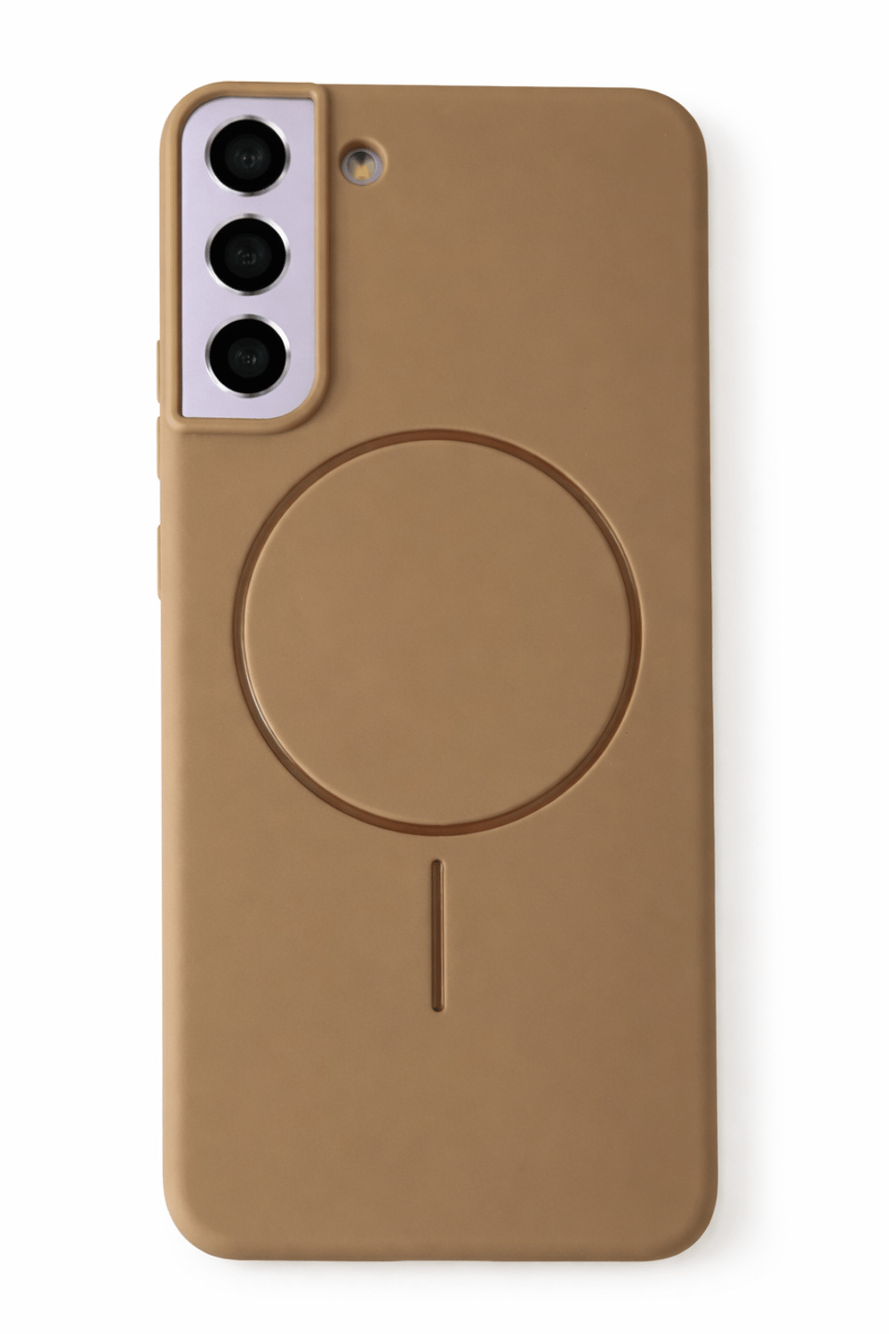 SAMSUNG Galaxy S22 Plus Uyumlu İçi Kadife Magsafe Wireless Şarz Özellikli Camel Renkli Telefon Kılıfı