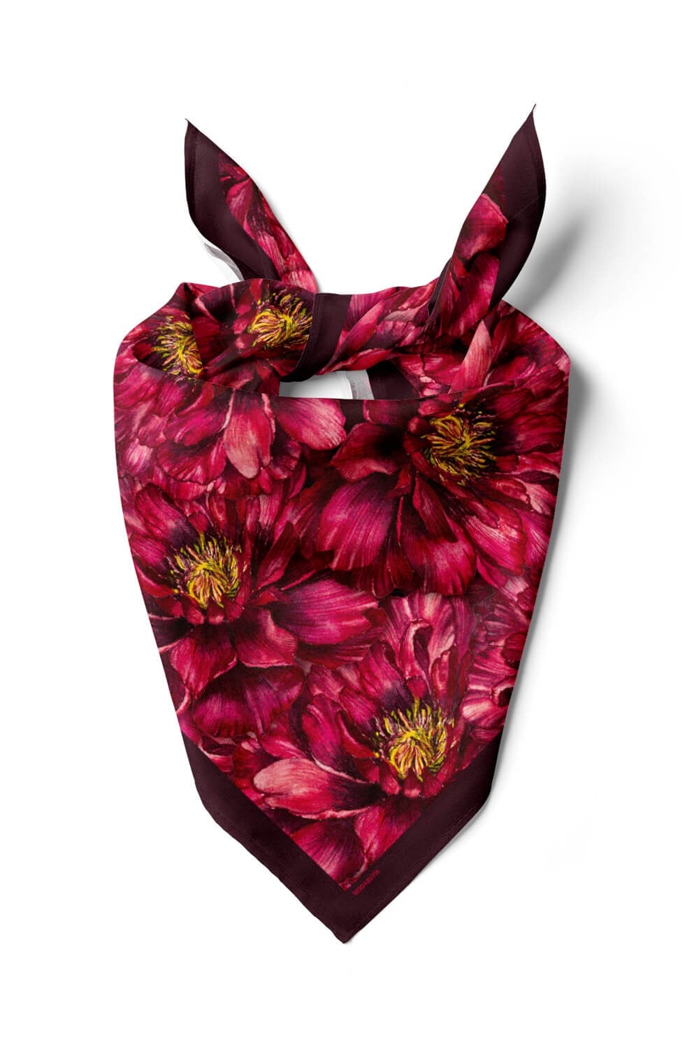 F50 Kadın Gül Desenli Bandana 50x50 Kırmızı DG0325-22
