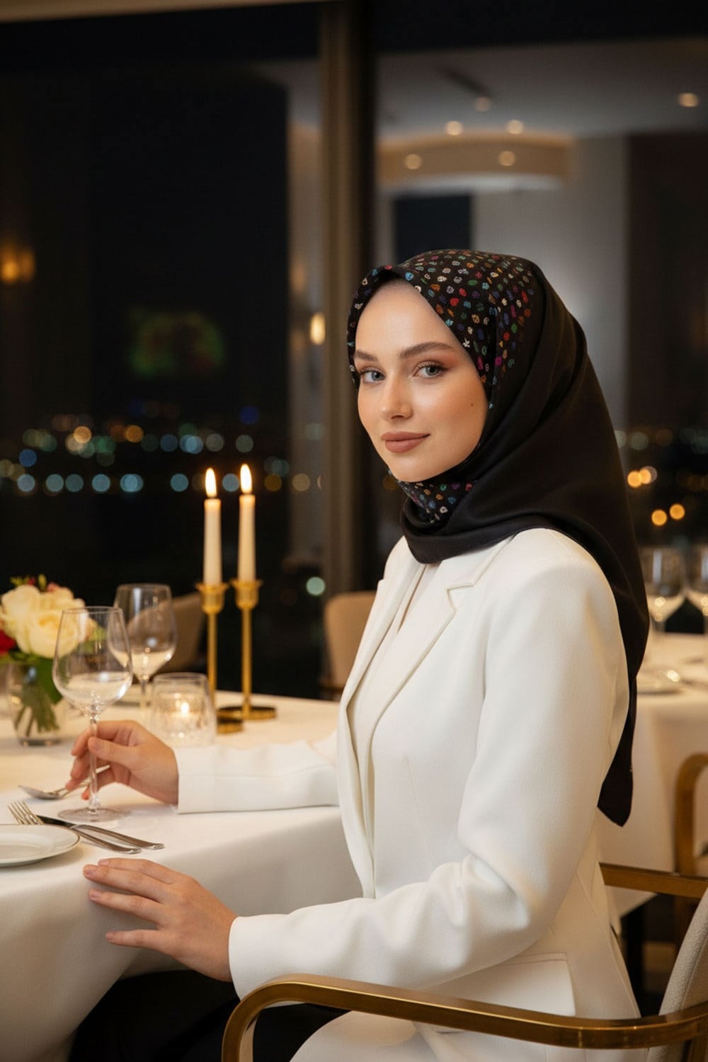 %100 Twill İpek Çıtır Şerit Desenli Siyah - Siyah Renkli 90x90 Eşarp Dikim Şekli : El Dikişi