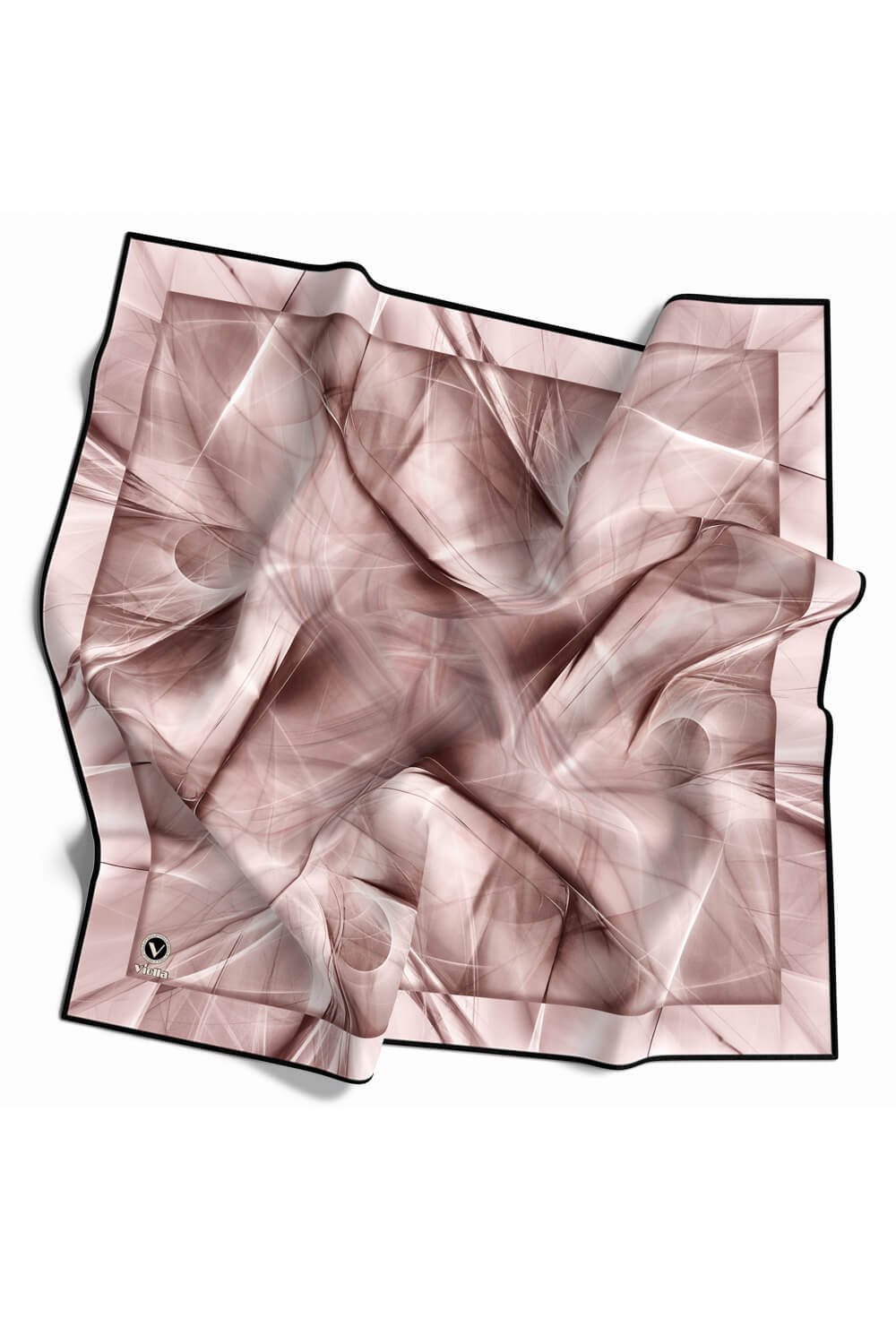 Twill Soyut Desenli Pudra Renkli 90x90 Eşarp (İpek İçermez) Dikim Şekli : El Dikişi
