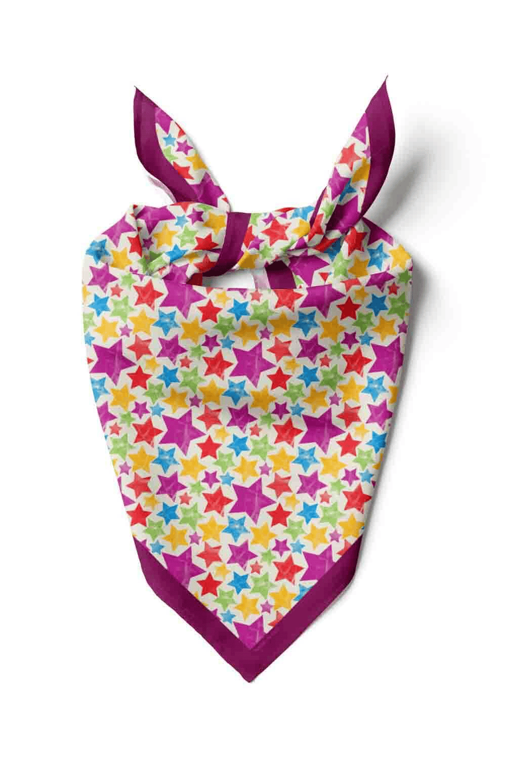 F35 Kadın Mor  Stars Desenli 50x50 Bandana HYL DG0521-22