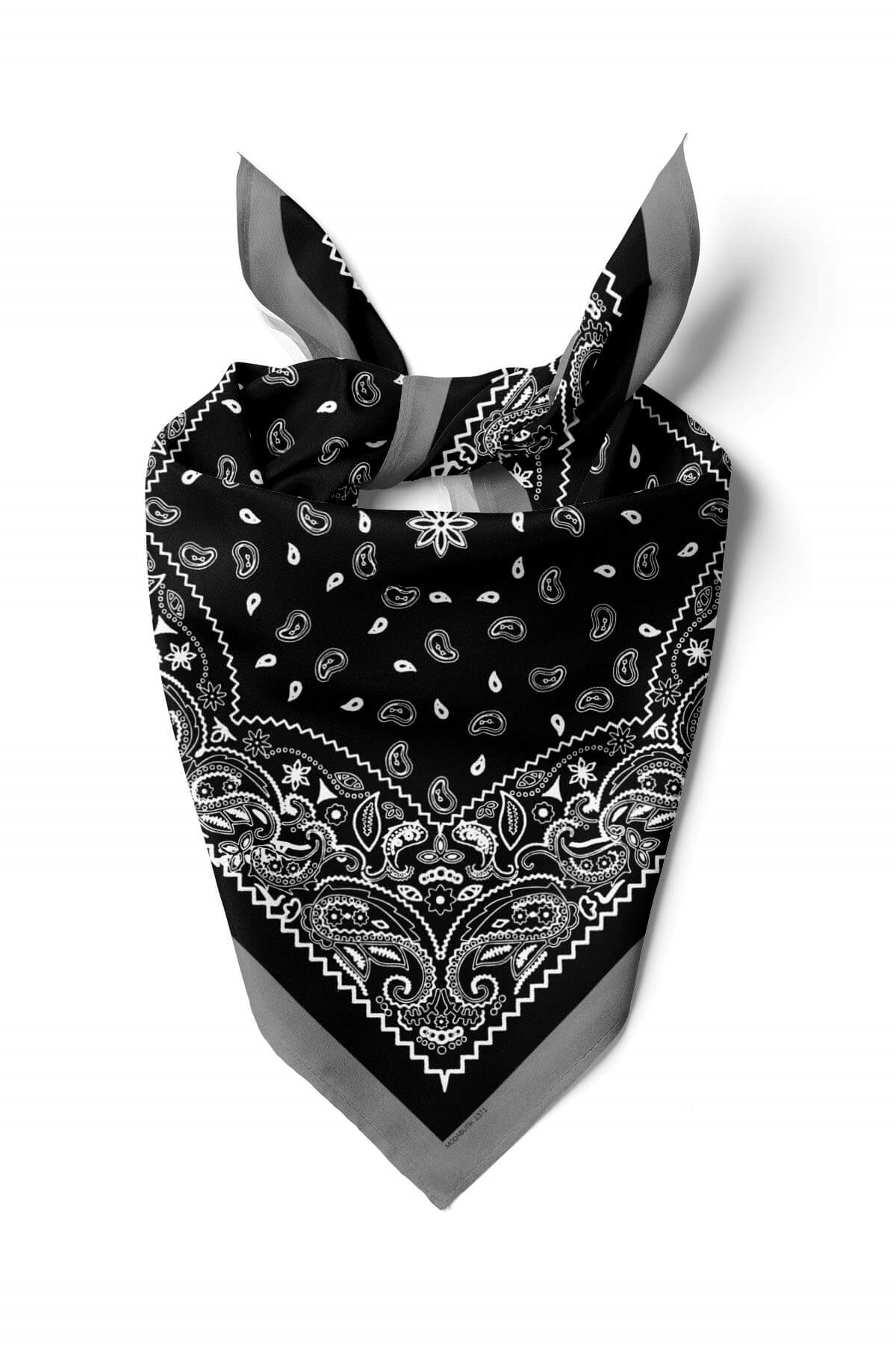 B17 Kadın Siyah Beyaz Şal Desenli 50x50 Bandana