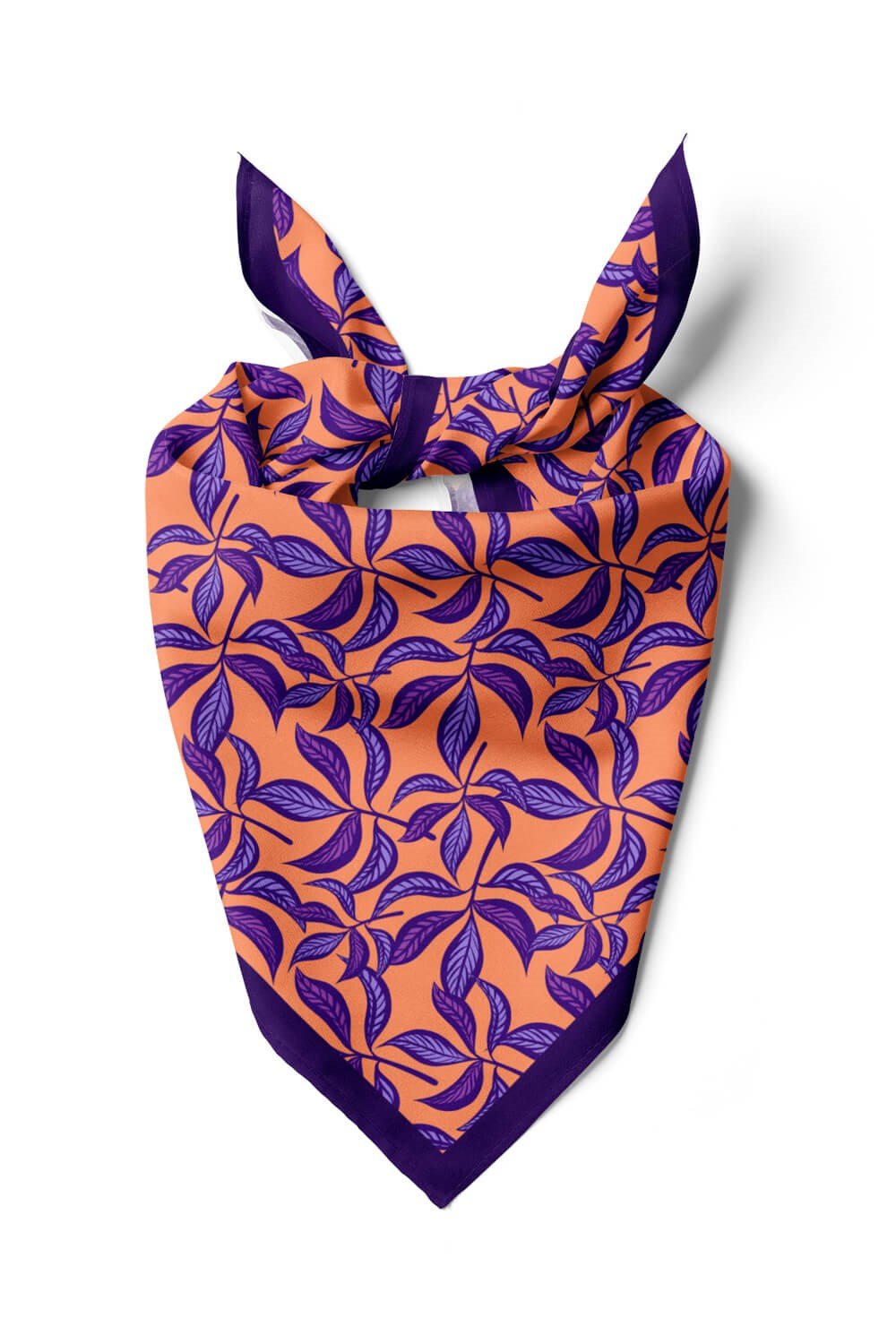 Kadın Mor Turuncu Basil Desenli 50x50 Bandana HYL DG0801-22