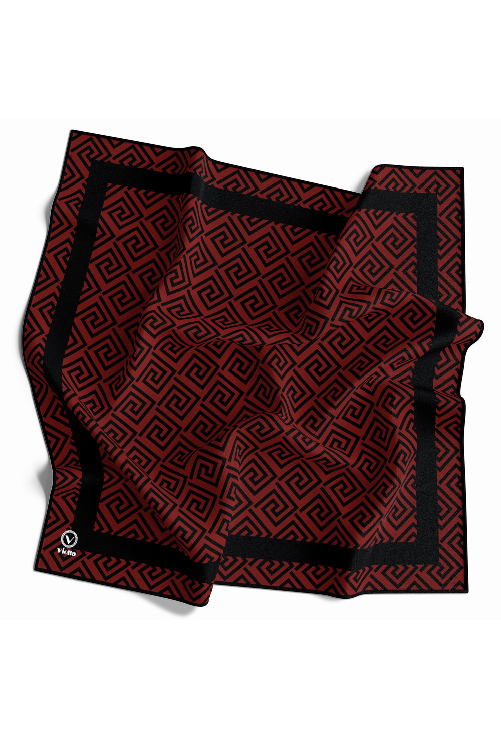 Twill Minimalist Desenli Kırmızı Renkli 90x90 Eşarp (İpek İçermez) Kenar Dikiş Şekli El Dikişli