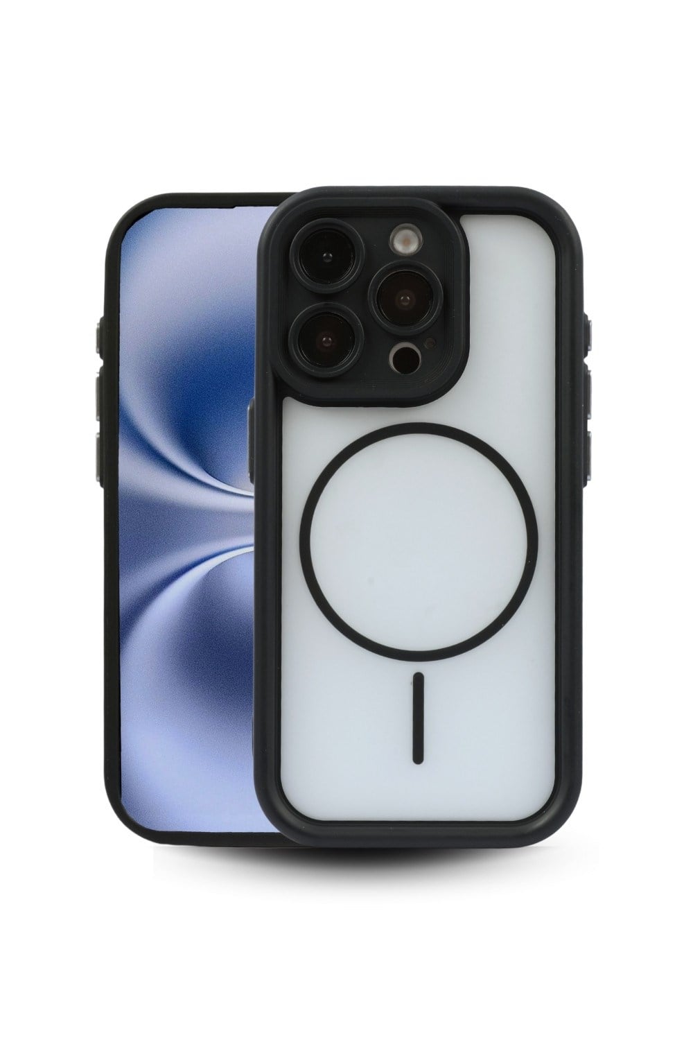 iPhone 15 Pro Uyumlu Kamera Korumalı Magsafe Wireless Şarj Özellikli Mat Silikon Siyah renkli Silikon Telefon Kılıfı