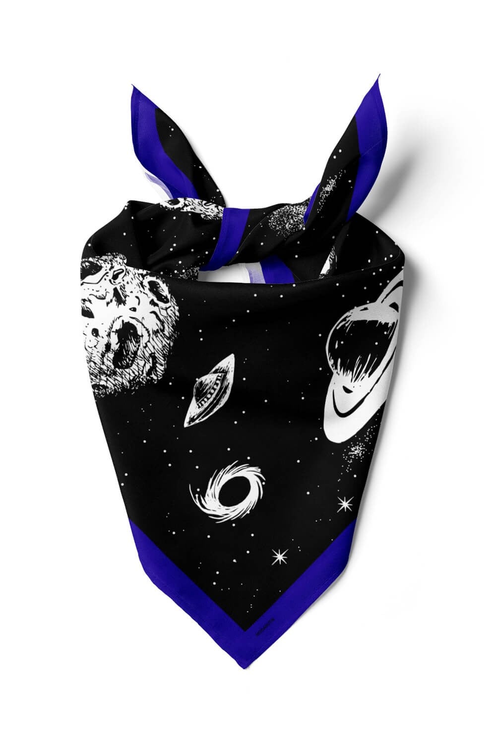 Z96 Kadın Gezegen Desenli Bandana 50x50 Siyah Beyaz DG0320-22