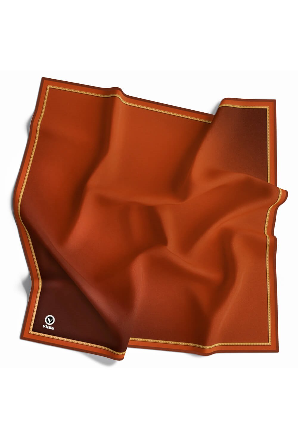 Twill Degrade Desenli Taba Renkli 90x90 Eşarp (İpek İçermez) Kenar Dikiş Şekli El Dikişli