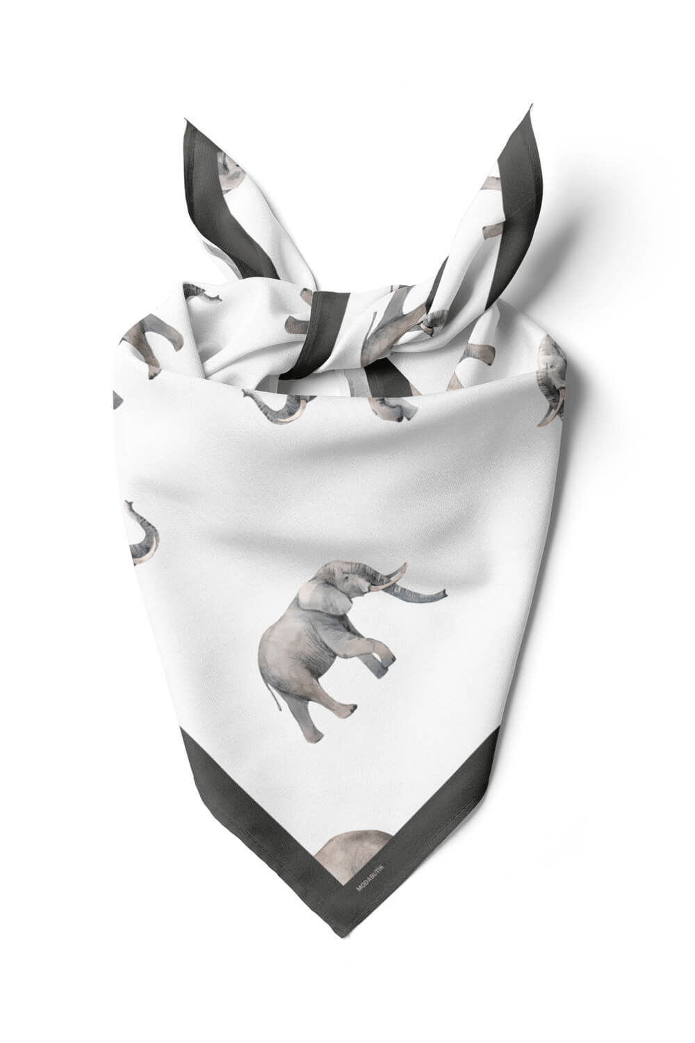 Z10 Kadın Fil Desenli Bandana 50x50 Gri Beyaz DG0492-22 Snz