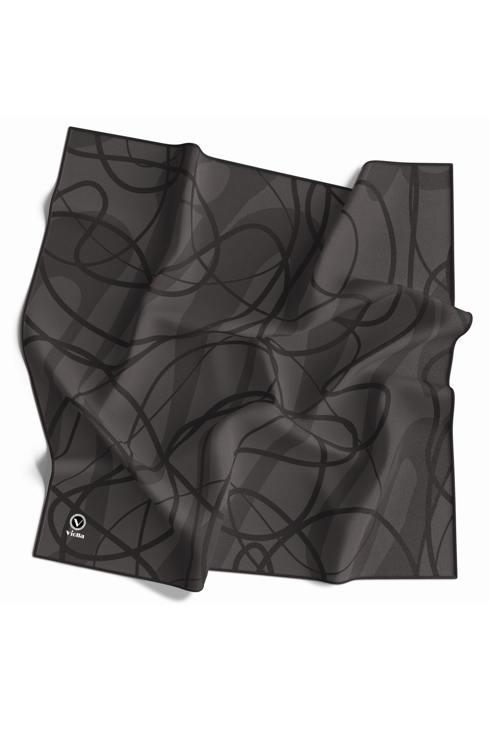 Twill Karışık Çizgi Desenli Lila Renkli 90x90 Eşarp (İpek İçermez) Kenar Dikiş Şekli El Dikişli
