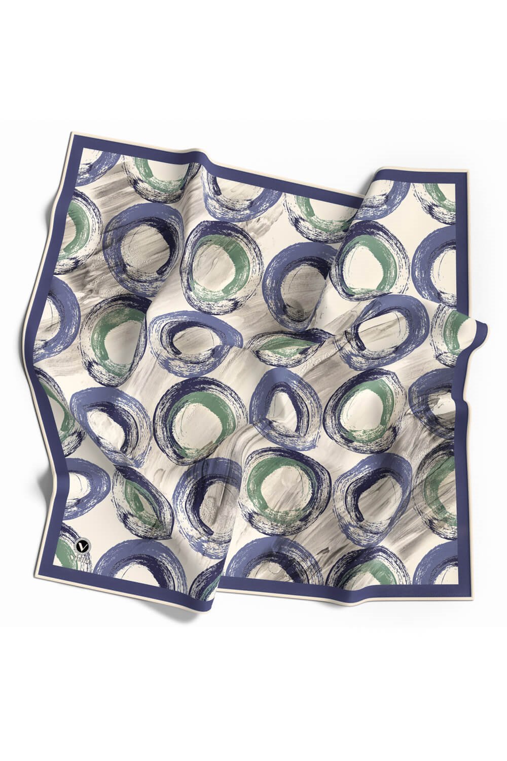 Kristal Geometrik Fırça Darbesi Desenli Bebe Mavisi Renkli 90x90 Eşarp (İpek İçermez) Kenar Dikiş Şekli El Dikişli