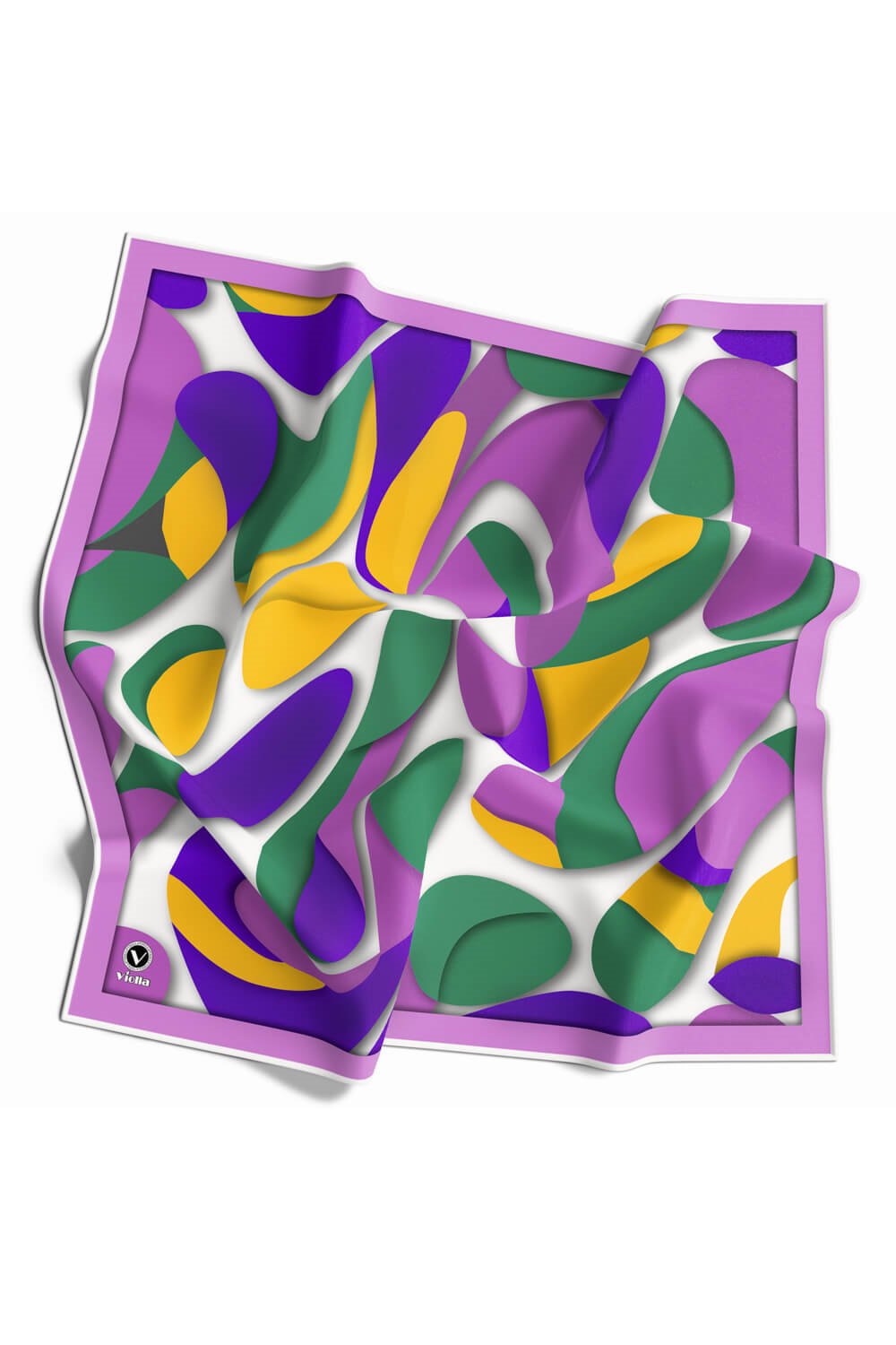Twill Soyut Geometrik Desenli Llila - Petrol Yeşili Renkli 90x90 Eşarp (İpek İçermez) Dikim Şekli : El Dikişi