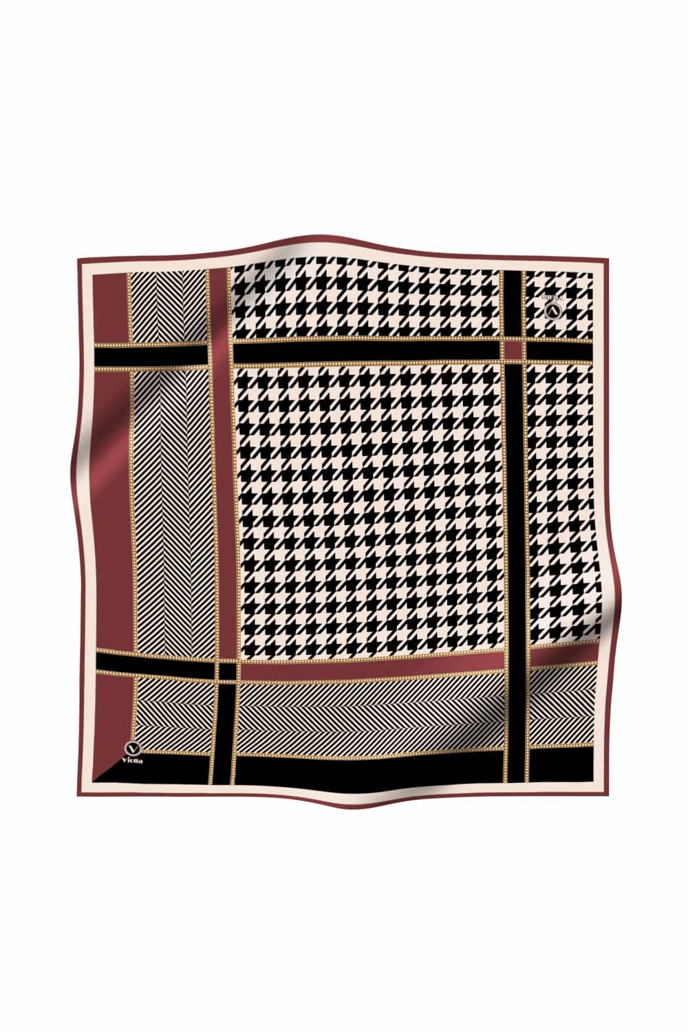 Twill Kazayağı Desenli Gül Kurusu Renkli 90x90 Eşarp (İpek İçermez) Kenar Dikiş Şekli El Dikişli