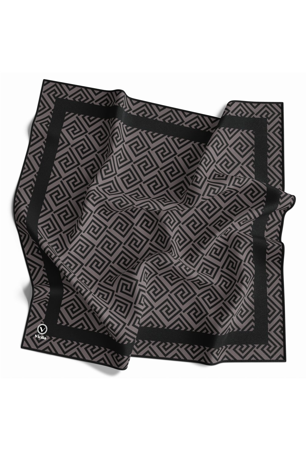 Twill Minimalist Desenli Füme Renkli 90x90 Eşarp (İpek İçermez) Kenar Dikiş Şekli El Dikişli