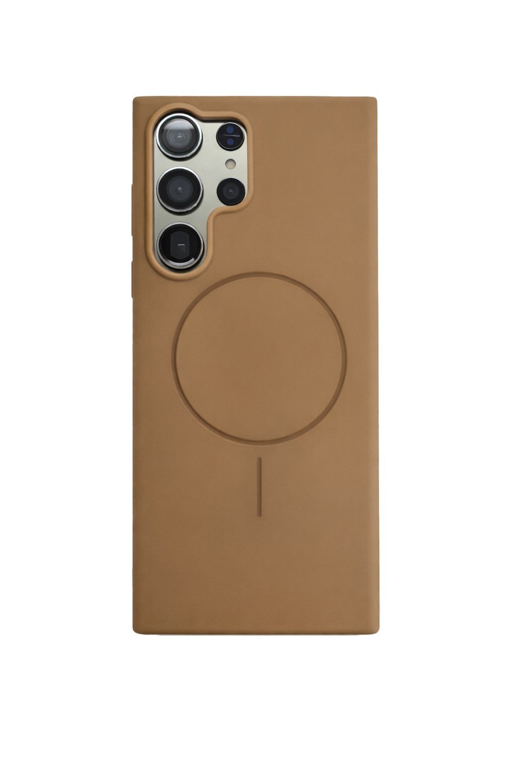 SAMSUNG Galaxy S24 Ultra Uyumlu İçi Kadife Magsafe Wireless Şarj Özellikli Camel Renkli Telefon Kılıfı
