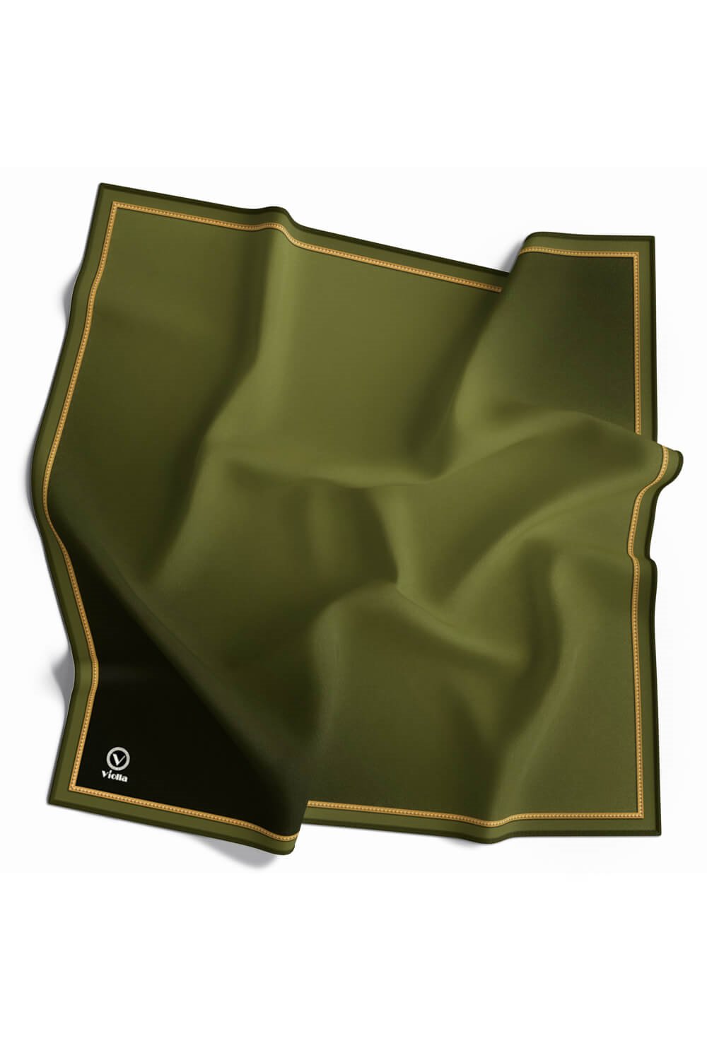 Twill Degrade Desenli Haki Renkli 90x90 Eşarp (İpek İçermez) Kenar Dikiş Şekli El Dikişli