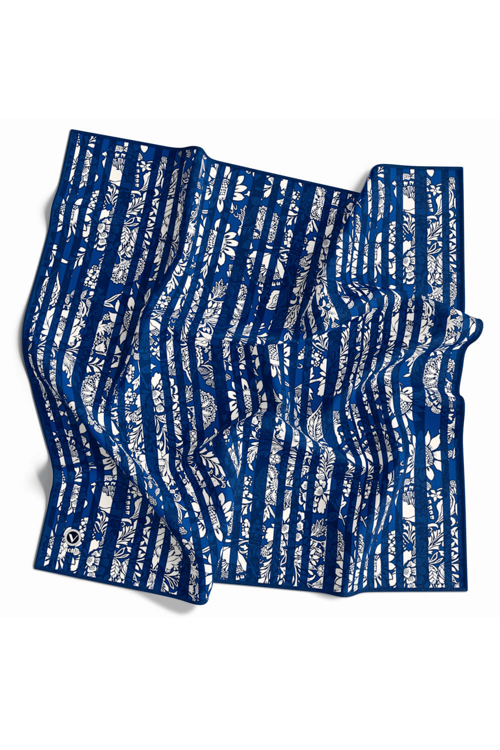 Twill Batik Şal Desenli Lacivert Renkli 90x90 Eşarp (İpek İçermez) Kenar Dikiş Şekli El Dikişli