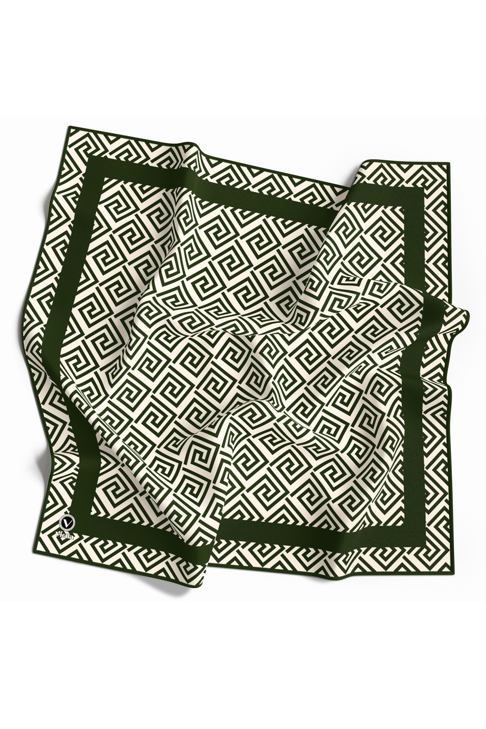 Twill Minimalist Desenli Zümrüt Yeşili Renkli 90x90 Eşarp (İpek İçermez) Kenar Dikiş Şekli El Dikişli