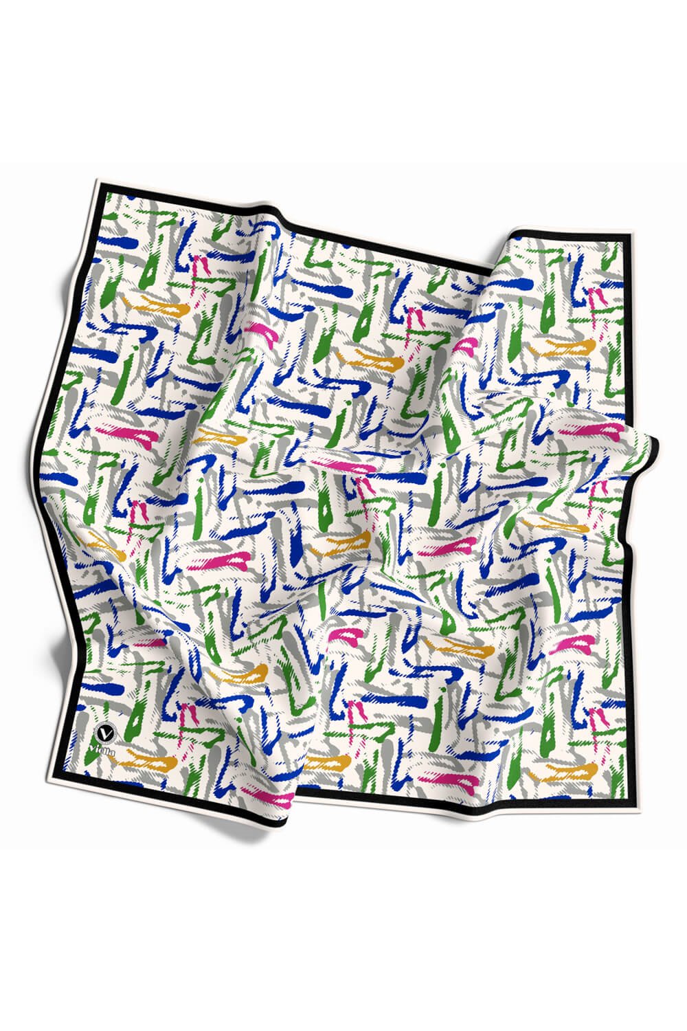 Twill Geometrik Desenli Zümrüt Yeşili - Pembe Renkli 90x90 Eşarp (İpek İçermez) Dikim Şekli : El Dikişi