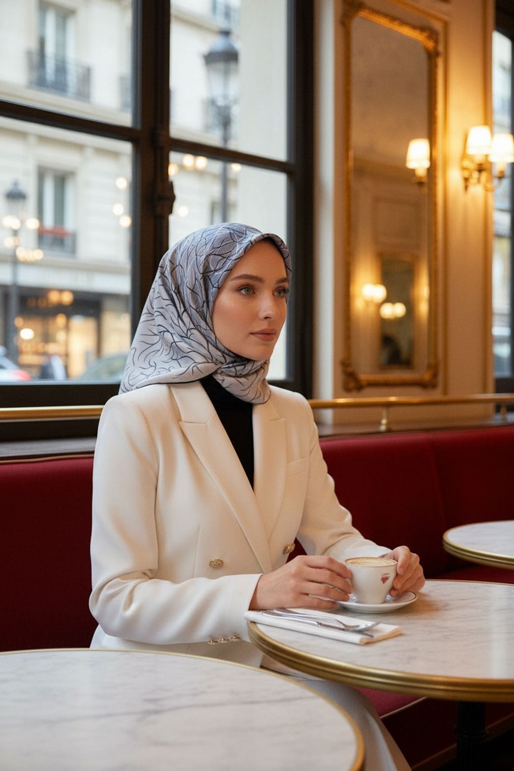 %100 Twill İpek Degrade Desenli Siyah Renkli 90x90 Eşarp Dikim Şekli : El Dikişi