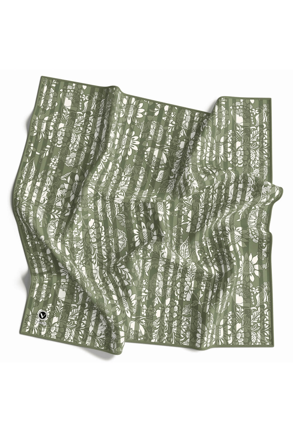 Twill Batik Şal Desenli Haki Renkli 90x90 Eşarp (İpek İçermez) Kenar Dikiş Şekli El Dikişli