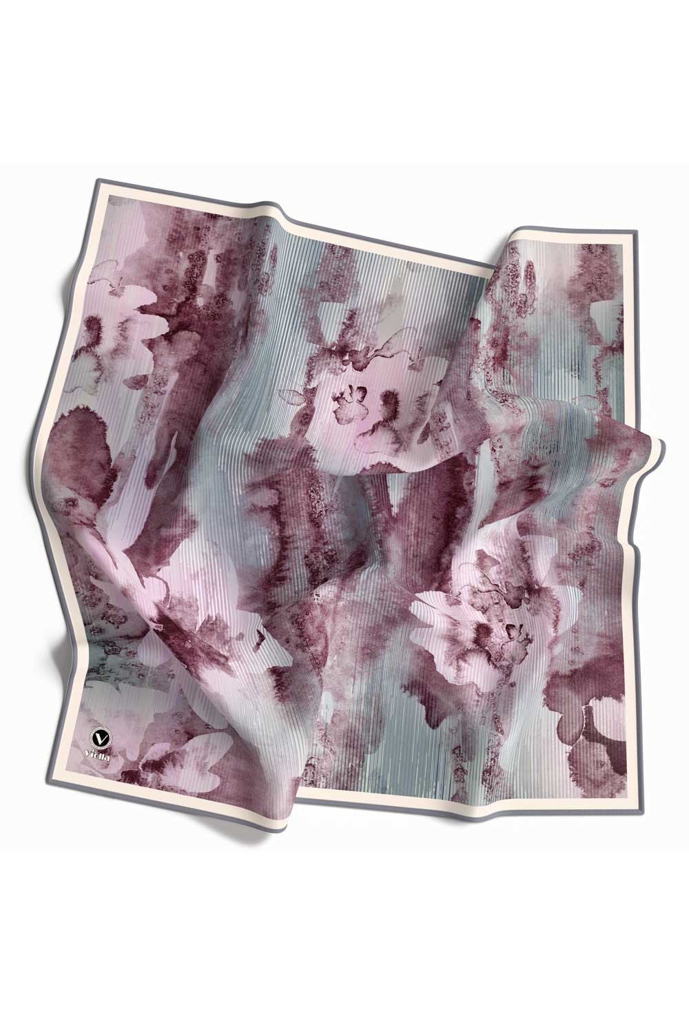 Twill Batik Desenli Buz Mavisi Renkli 90x90 Eşarp (İpek İçermez) Dikim Şekli : El Dikişi