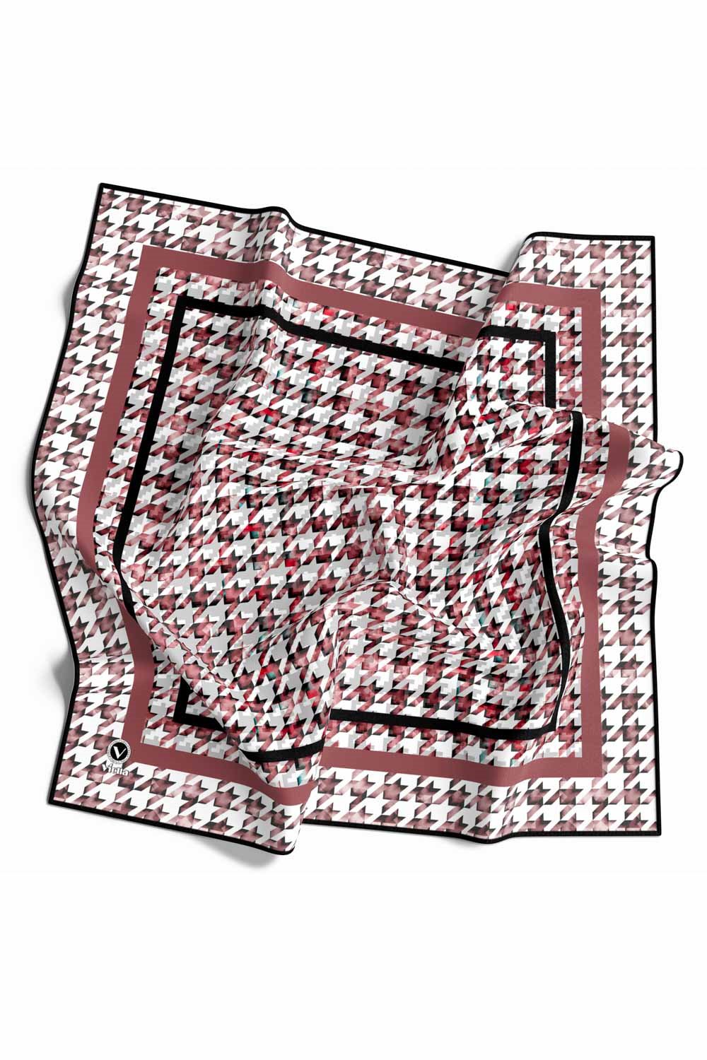 Twill Kazayağı Desenli Gül Kurusu Renkli 90x90 Eşarp (İpek İçermez) Kenar Dikiş Şekli El Dikişli