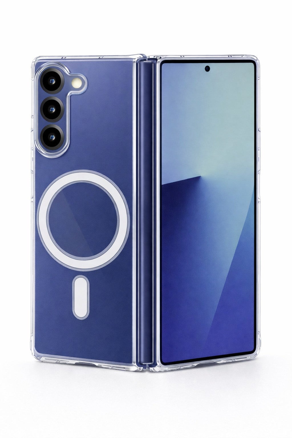 Samsung Galaxy Z Fold 6 Uyumlu Kamera Korumalı Magsafe Wireless Şarj Özellikli Lüks Şeffaf Silikon Telefon Kılıfı