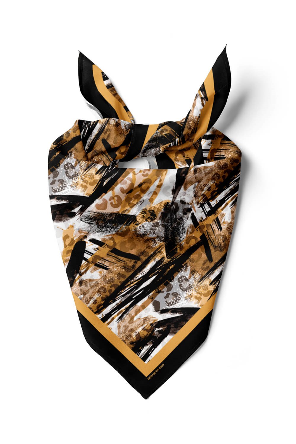 Kadın Kahve Siyah Leopar Desenli 50x50 Bandana