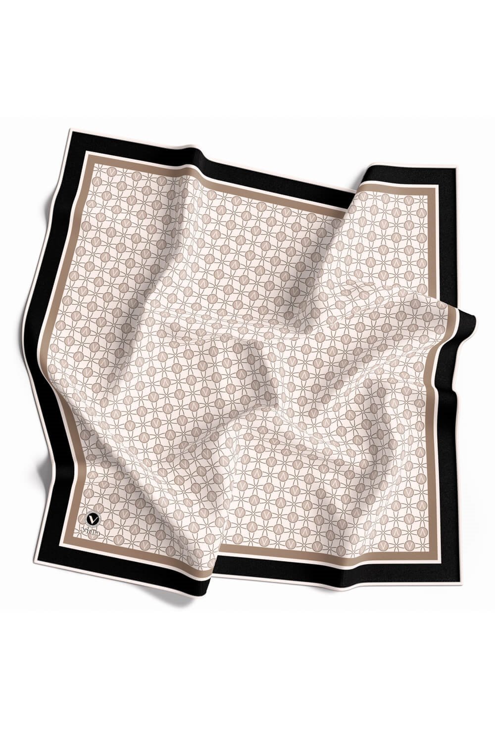 Twill V Desenli Krem Renkli 90x90 Eşarp (İpek İçermez) Dikim Şekli : El Dikişi