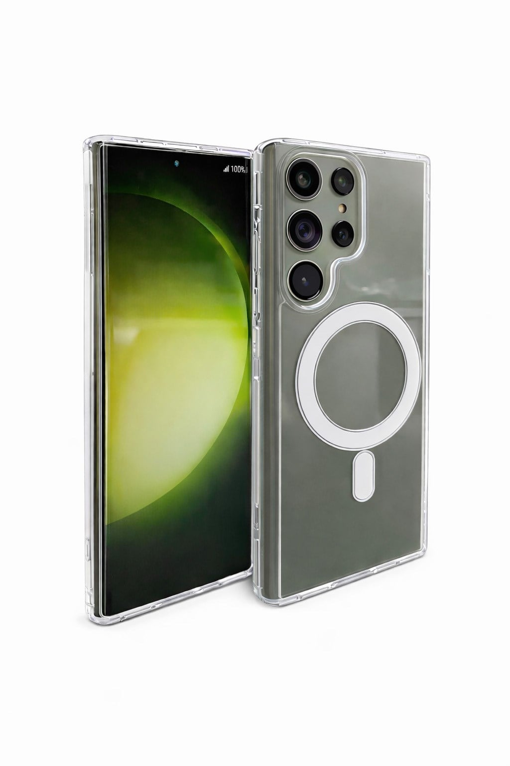 Samsung Galaxy S22 Ultra Uyumlu Kamera Korumalı Magsafe Wireless Şarj Özellikli Lüks Şeffaf Silikon Telefon Kılıfı