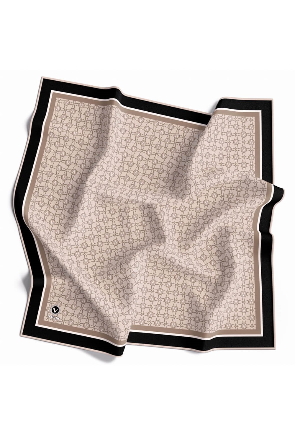 Twill V Desenli Bej Renkli 90x90 Eşarp (İpek İçermez) Dikim Şekli : El Dikişi