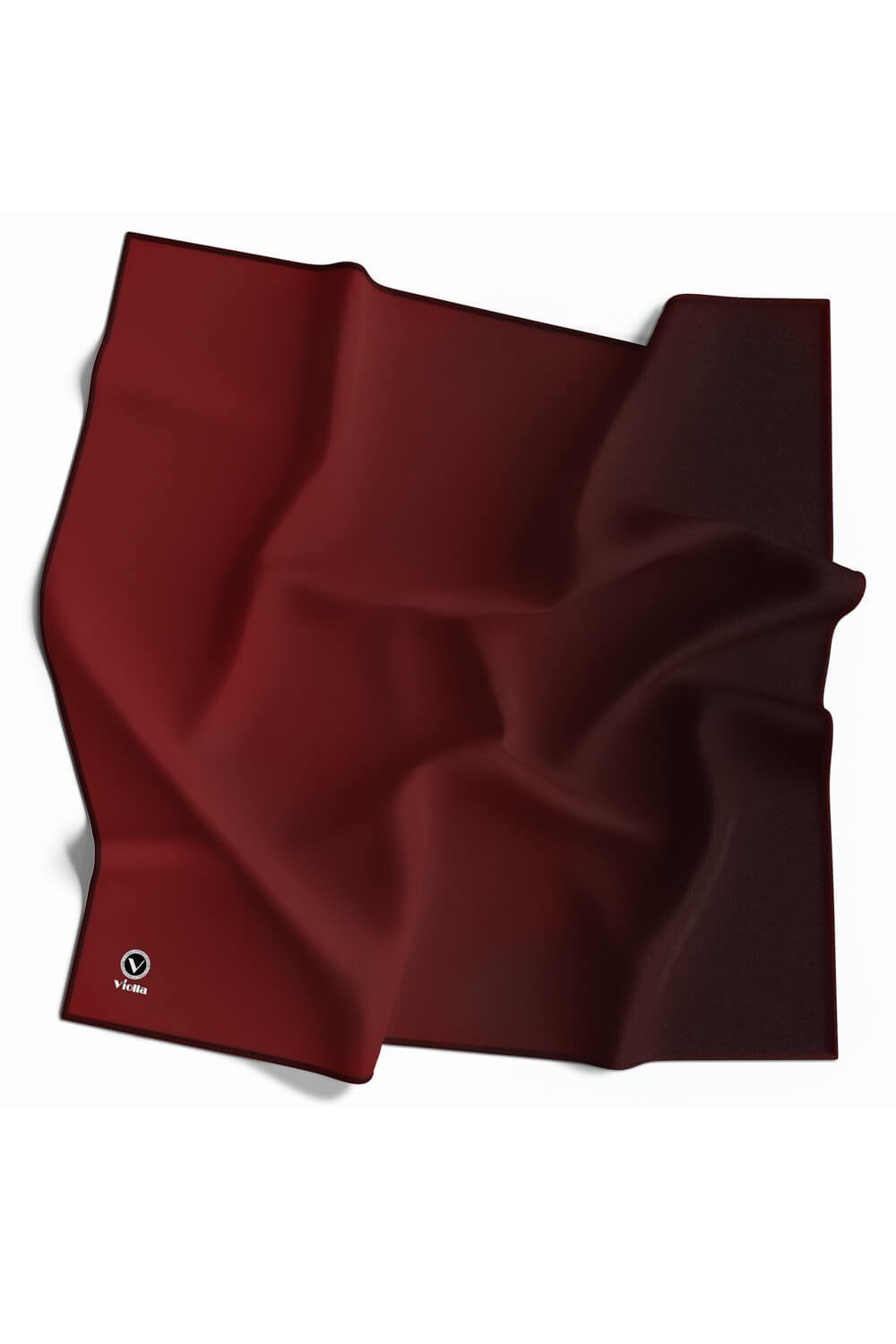 Kristal Degrade Desenli Bordo Renkli 90x90 Eşarp (İpek İçermez) Kenar Dikiş Şekli El Dikişli