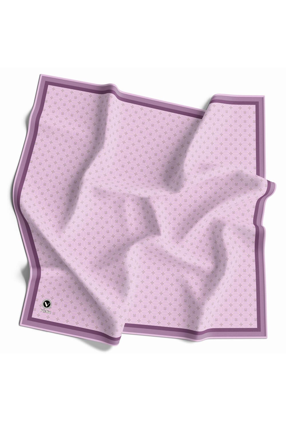 Twill Monogram Desenli Lila Renkli 90x90 Eşarp (İpek İçermez) Kenar Dikiş Şekli El Dikişli