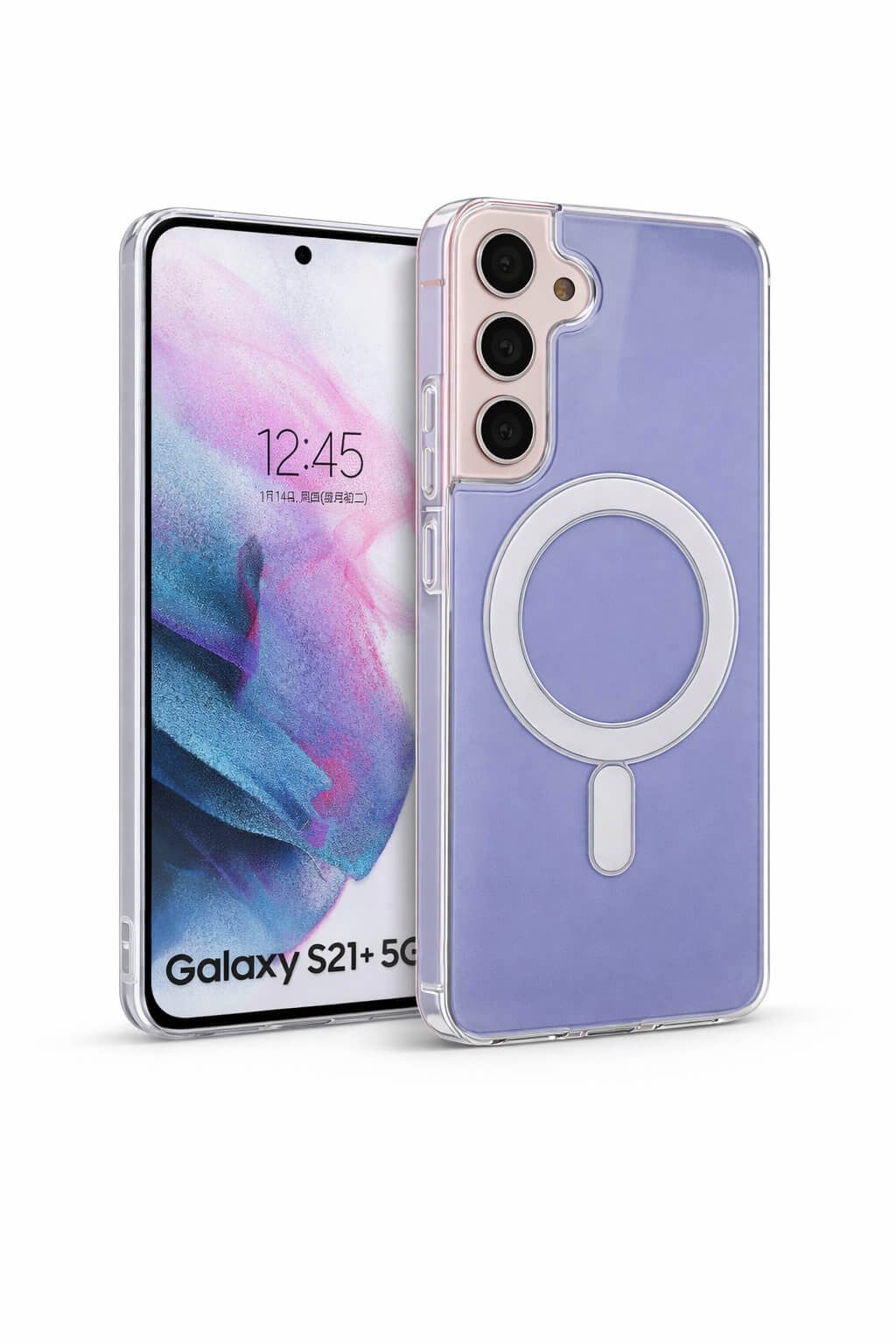 Samsung Galaxy S21 Plus Uyumlu Kamera Korumalı Magsafe Wireless Şarj Özellikli Lüks Şeffaf Silikon Telefon Kılıfı