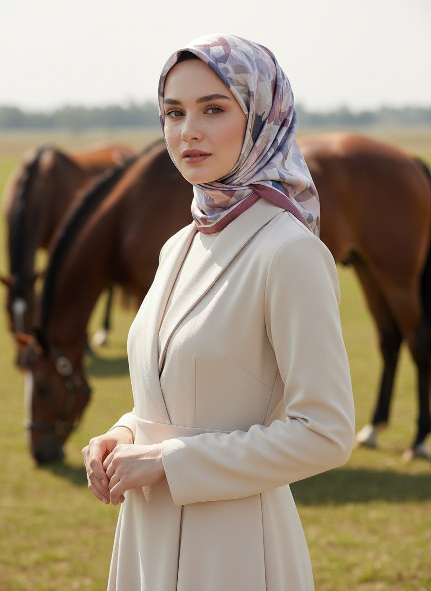 %100 Twill İpek Çiçek Desenli Pudra - Bebe Mavisi Renkli 90x90 Eşarp Dikim Şekli : El Dikişi