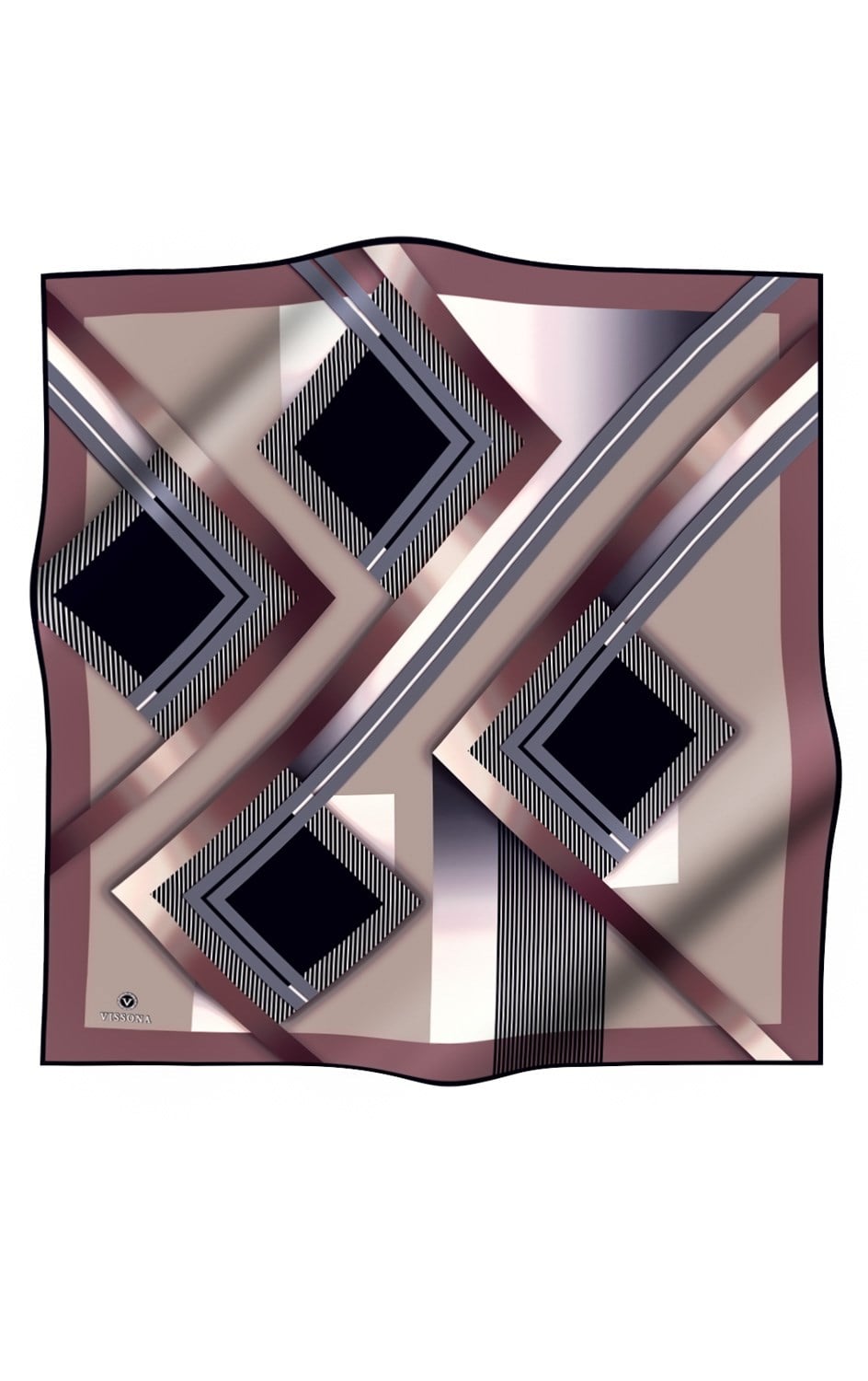 %100 Twill İpek Zebra Desenli Bej - Pudra Renkli 90x90 Eşarp Dikim Şekli : El Dikişi