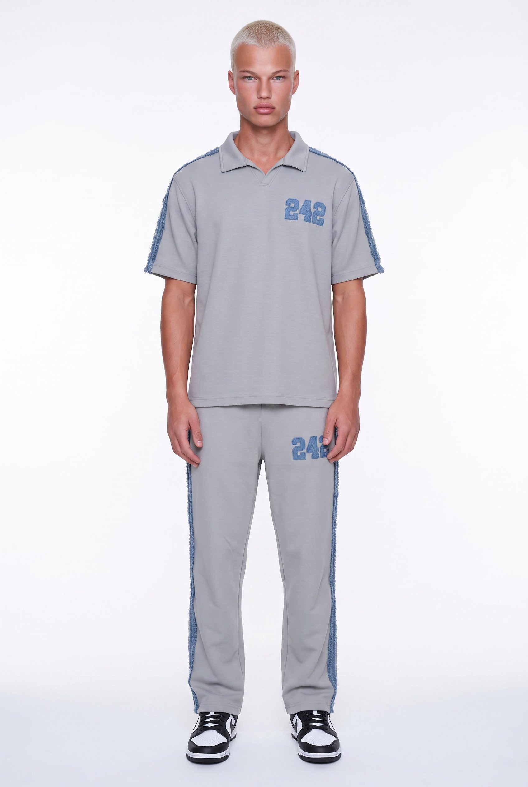 Erkek 242 Şerit Detaylı Regular Fit Eşofman Takımı Gri