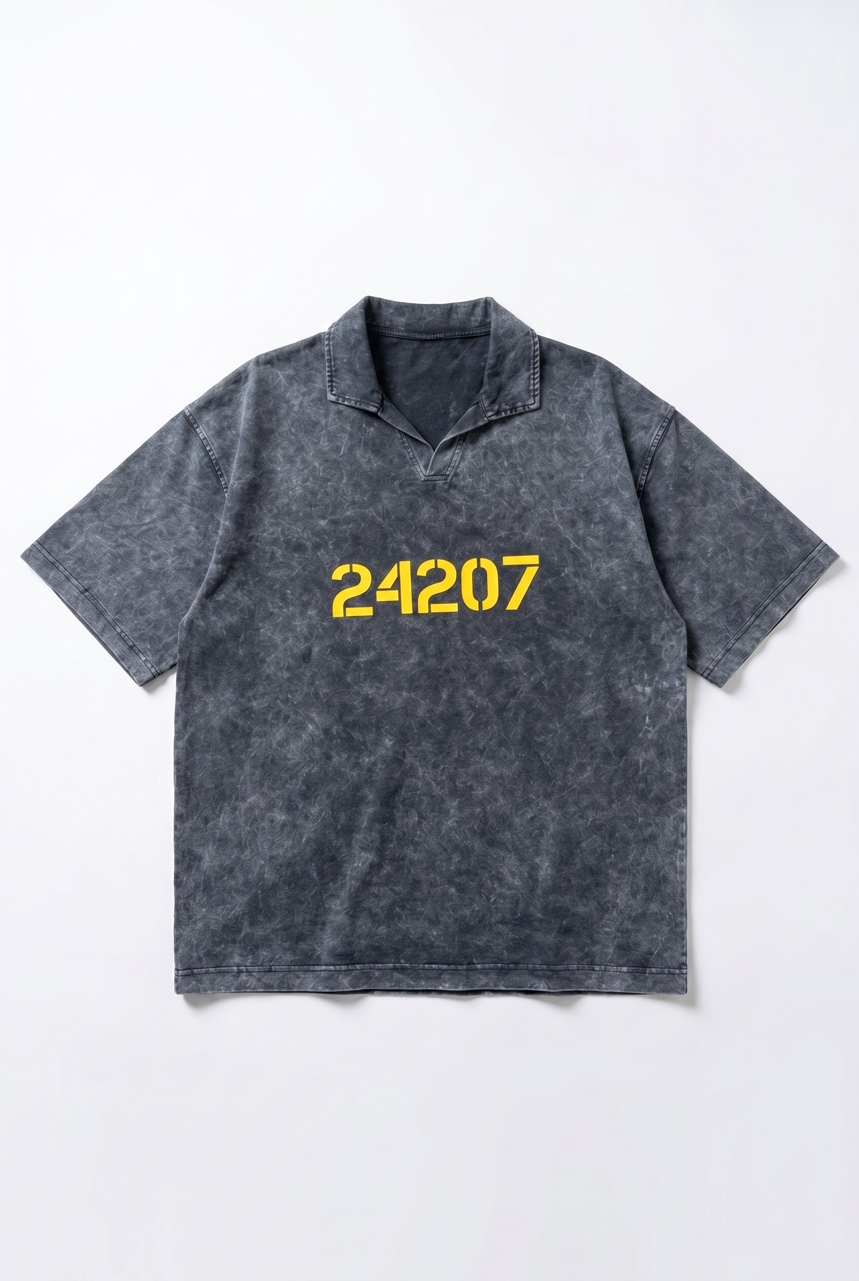 Erkek 24207 Baskılı Yıkamalı Oversize T-Shirt Siyah
