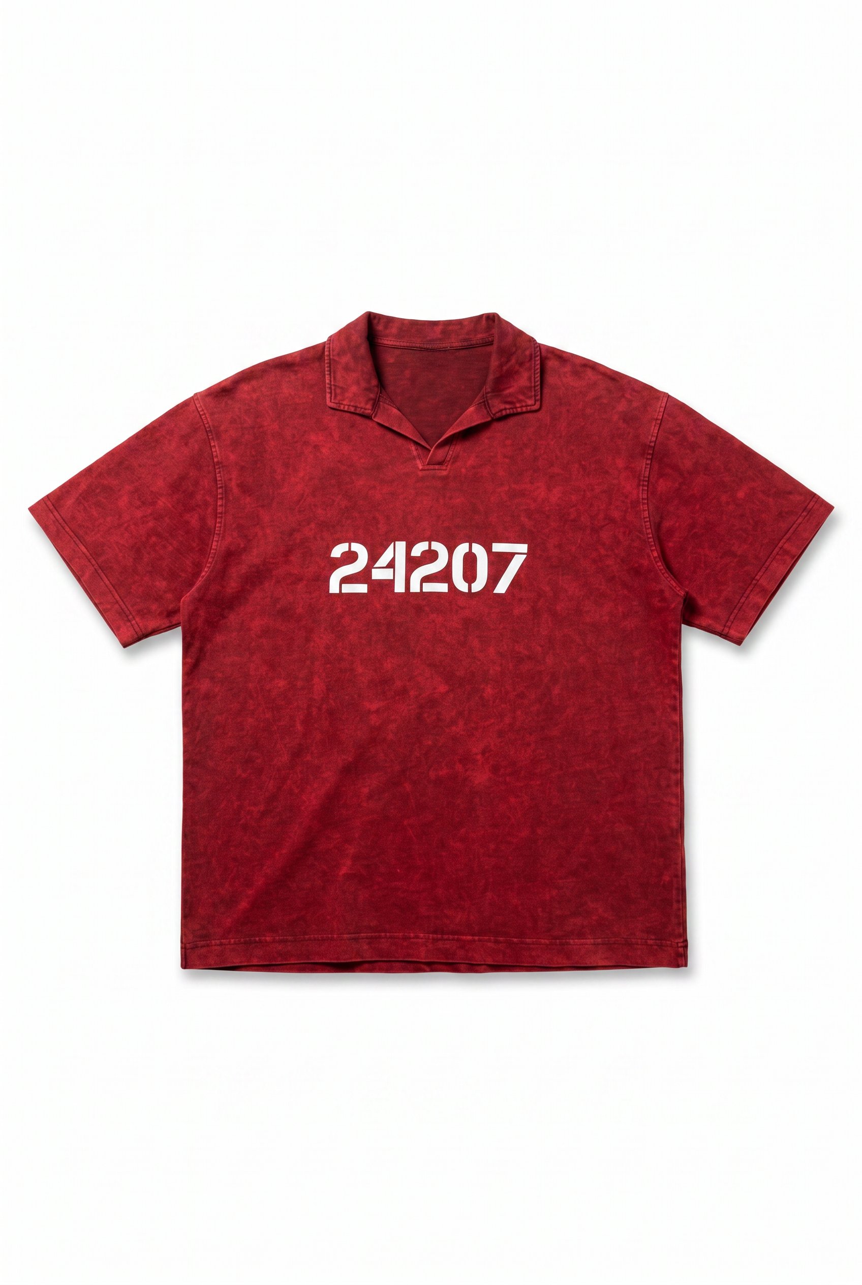 Erkek 24207 Baskılı Yıkamalı Oversize T-Shirt Bordo