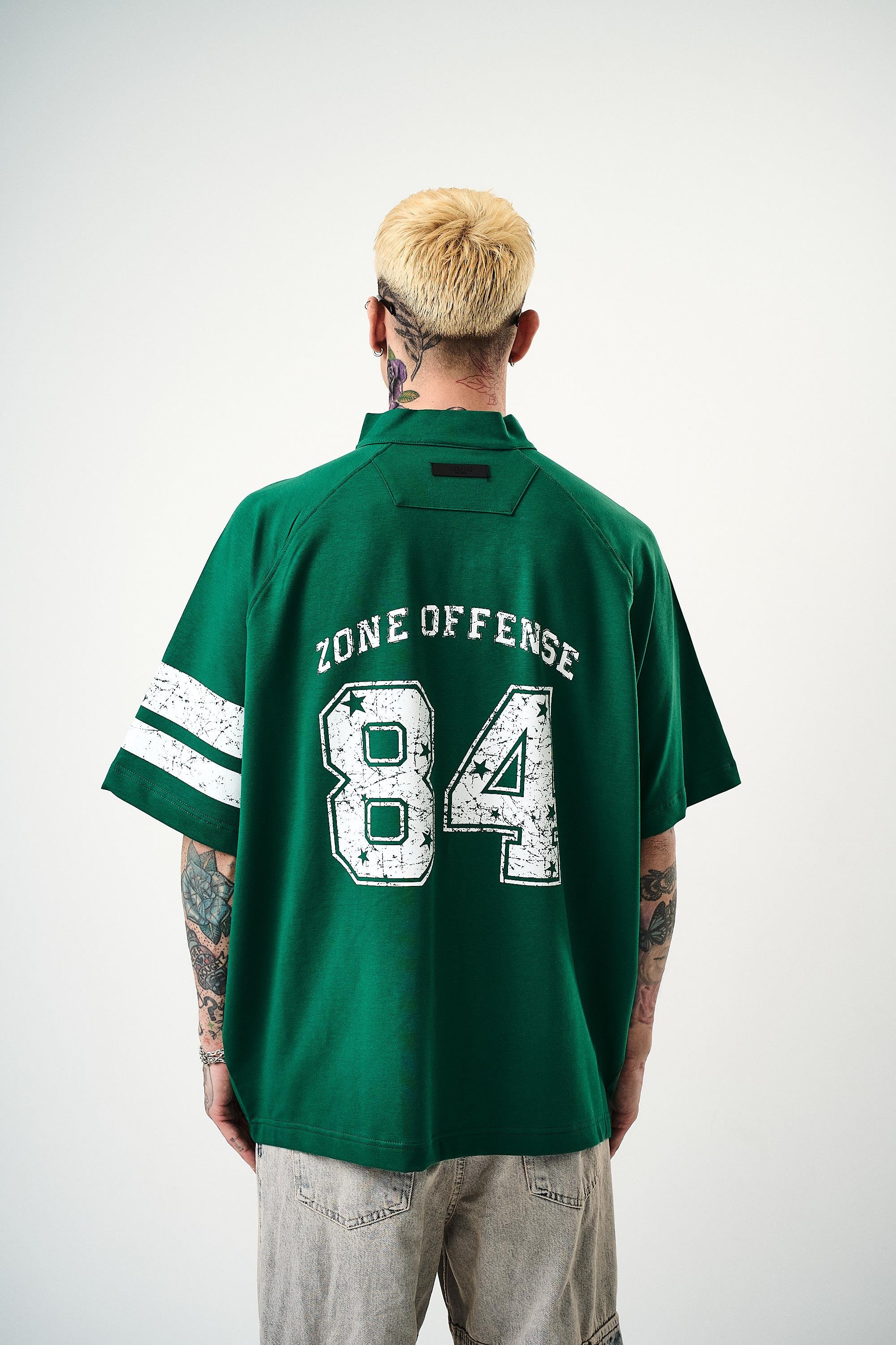 Erkek 84 Zone Baskılı Oversize T-Shirt Nefti