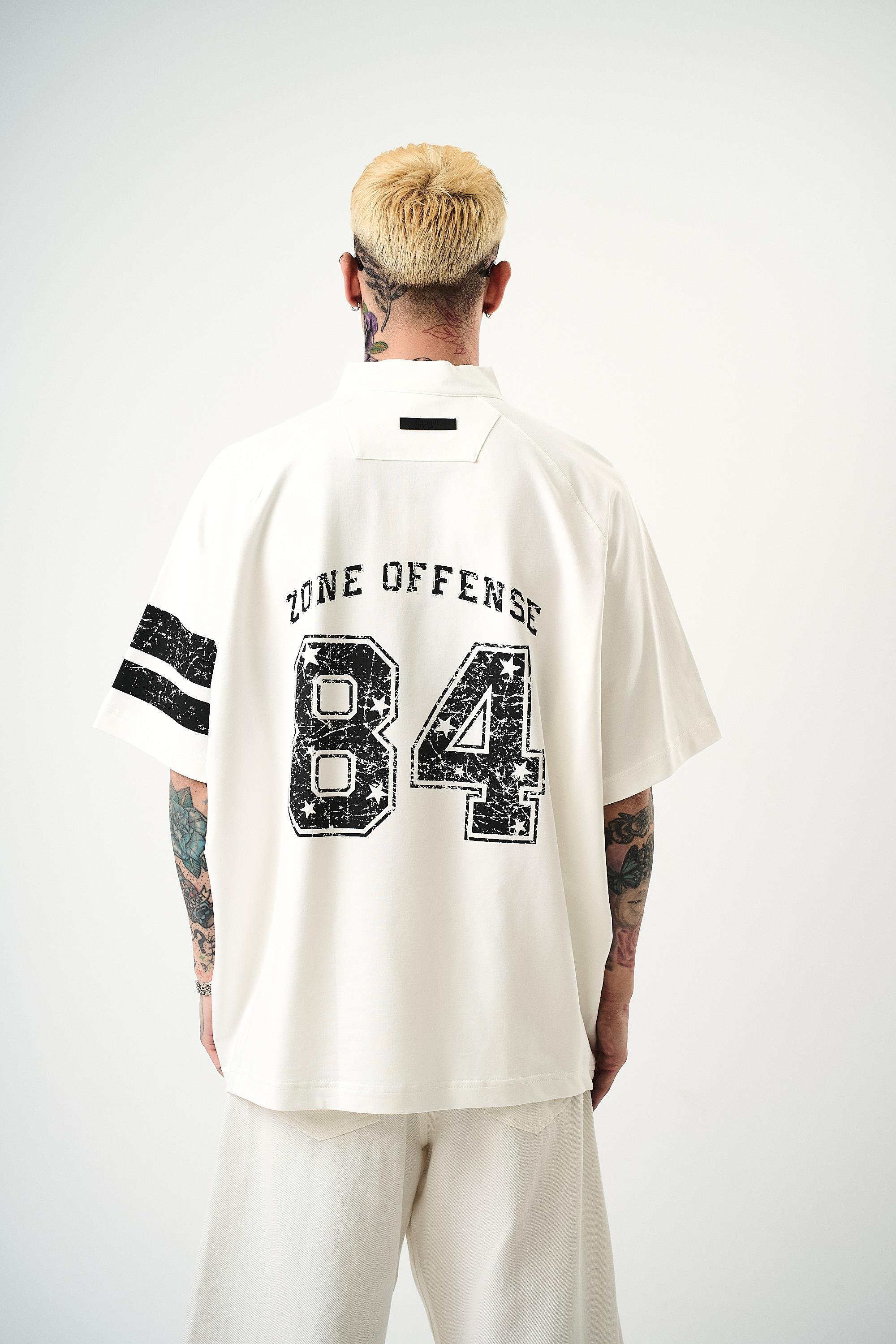 Erkek 84 Zone Baskılı Oversize T-Shirt Ekru