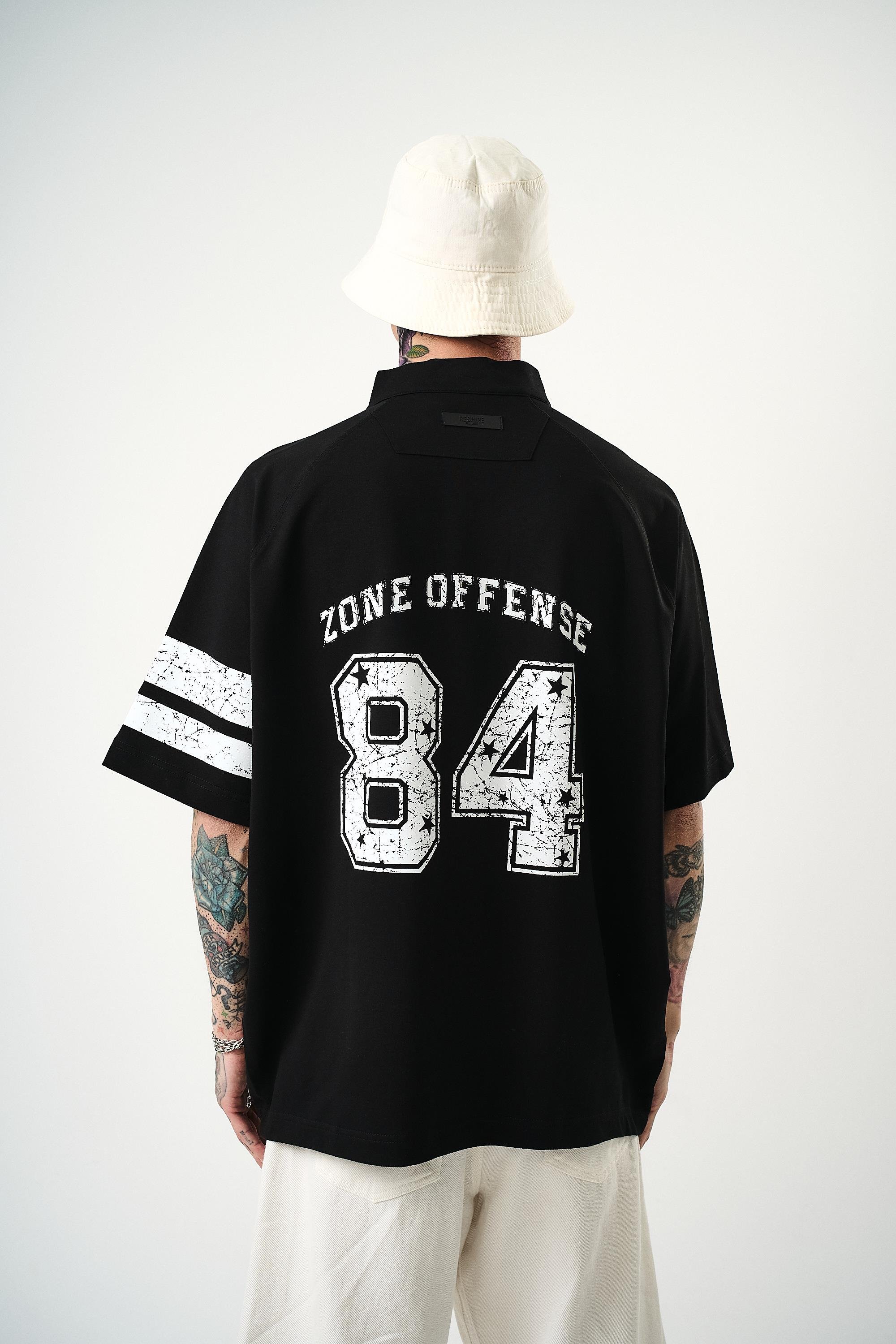 Erkek 84 Zone Baskılı Oversize T-Shirt Siyah