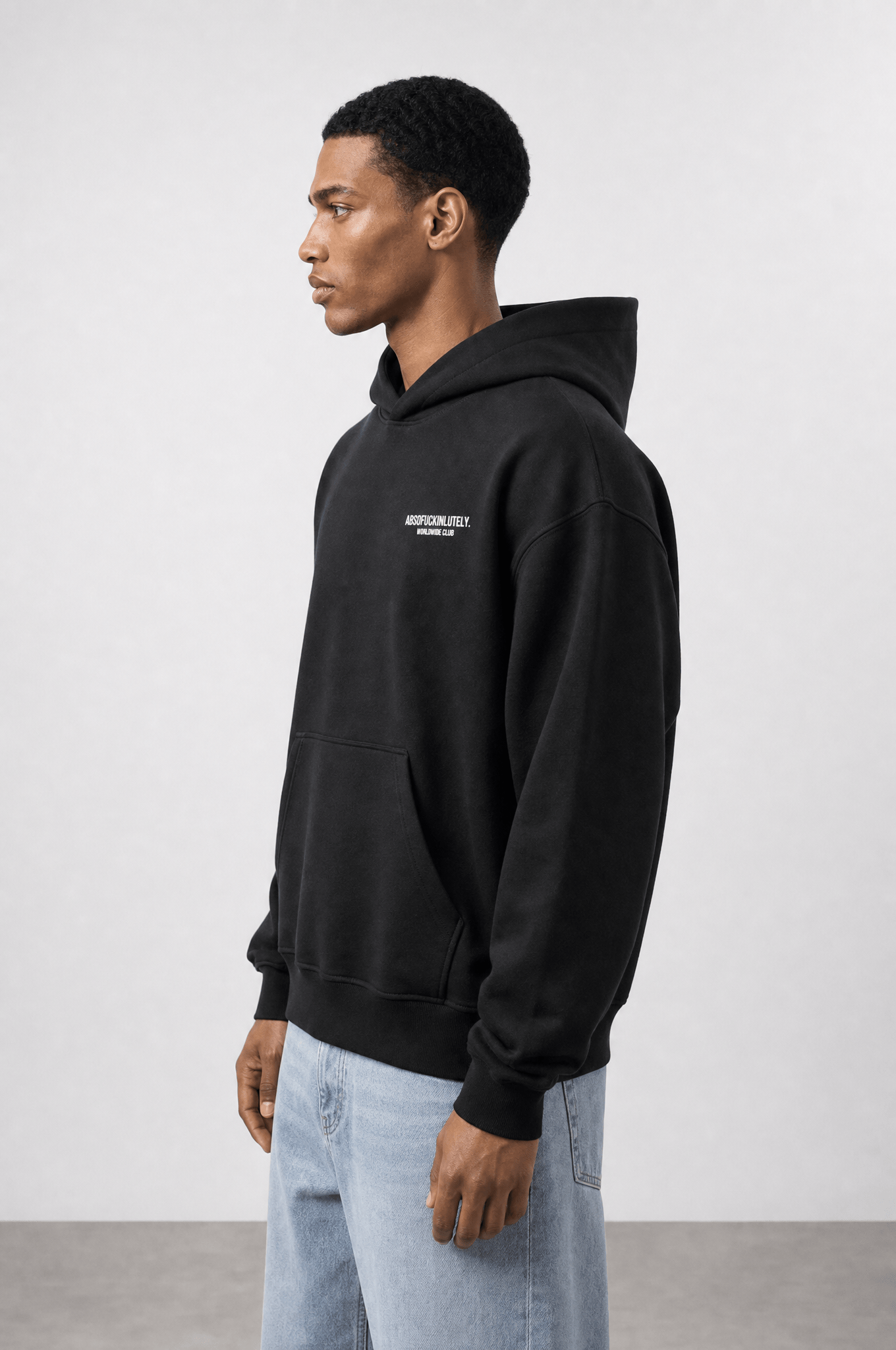 Erkek Absofuckinlutely Baskılı Oversize Hoodie Siyah