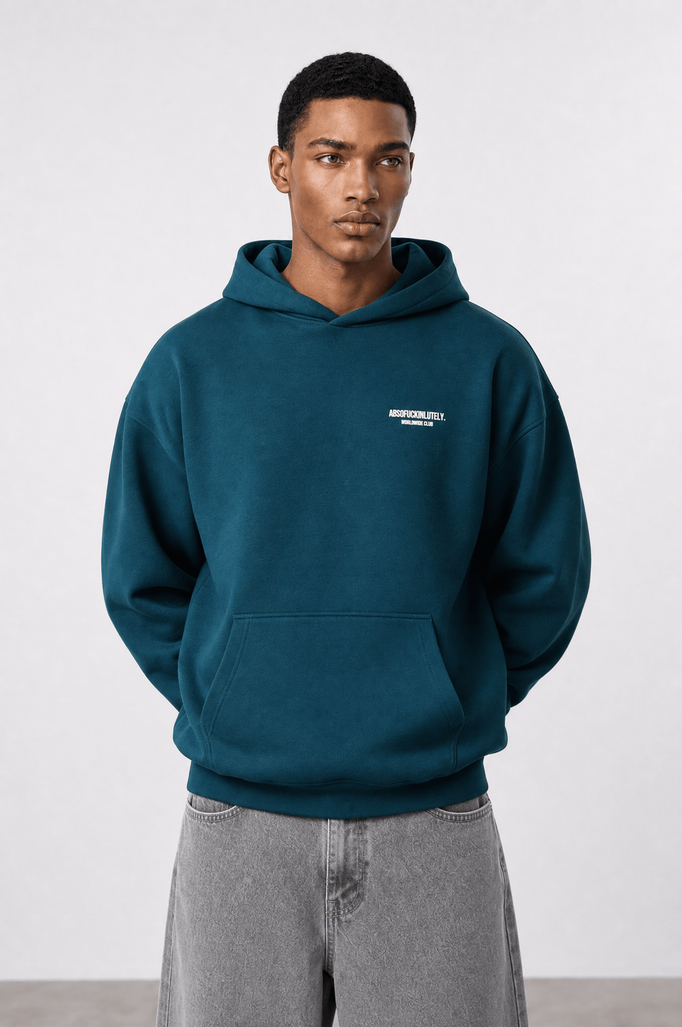 Erkek Absofuckinlutely Baskılı Oversize Hoodie Zümrüt