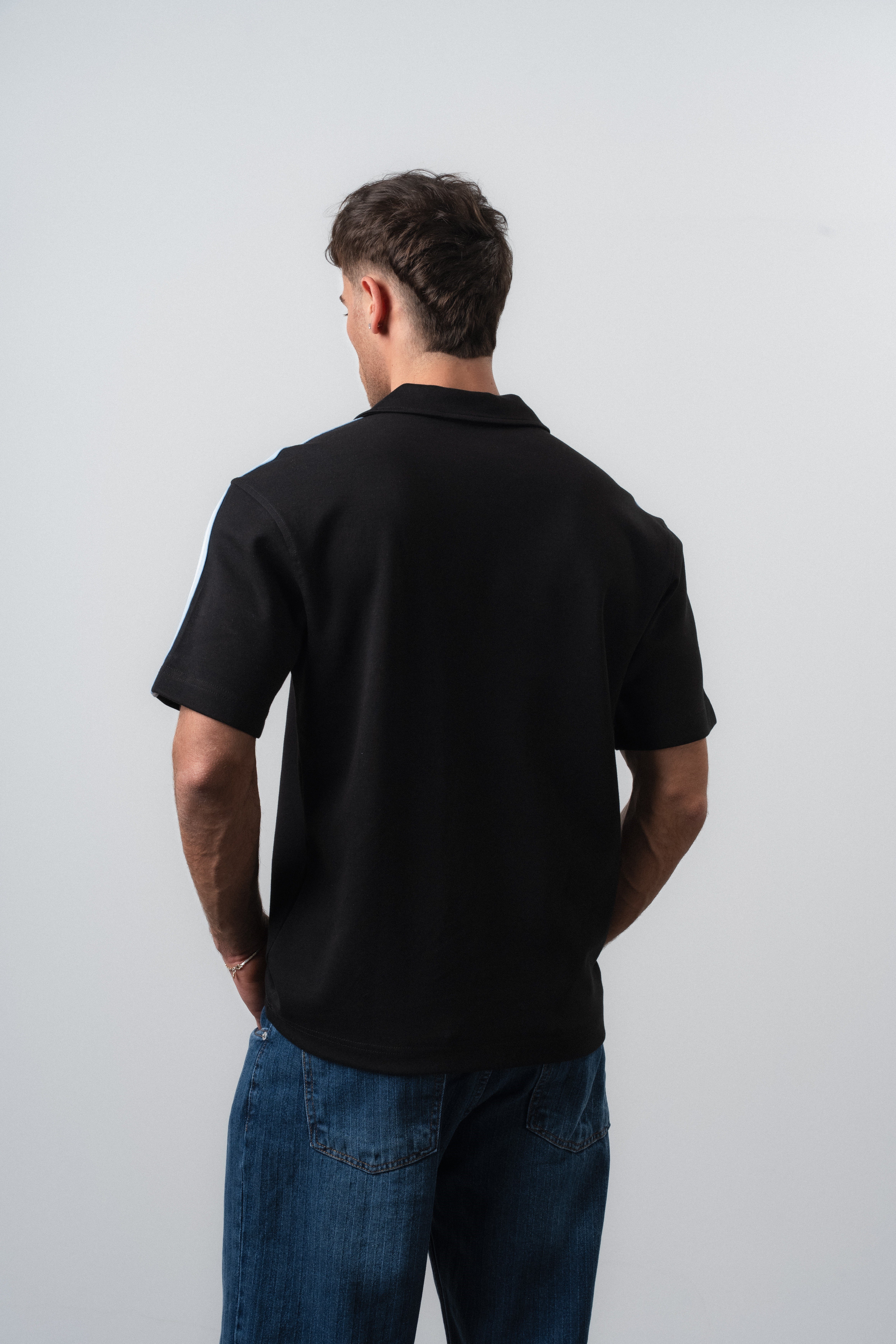 Erkek Albiceleste Dünya Kupası Regular Fit Polo Yaka Taraftar T-Shirt Siyah