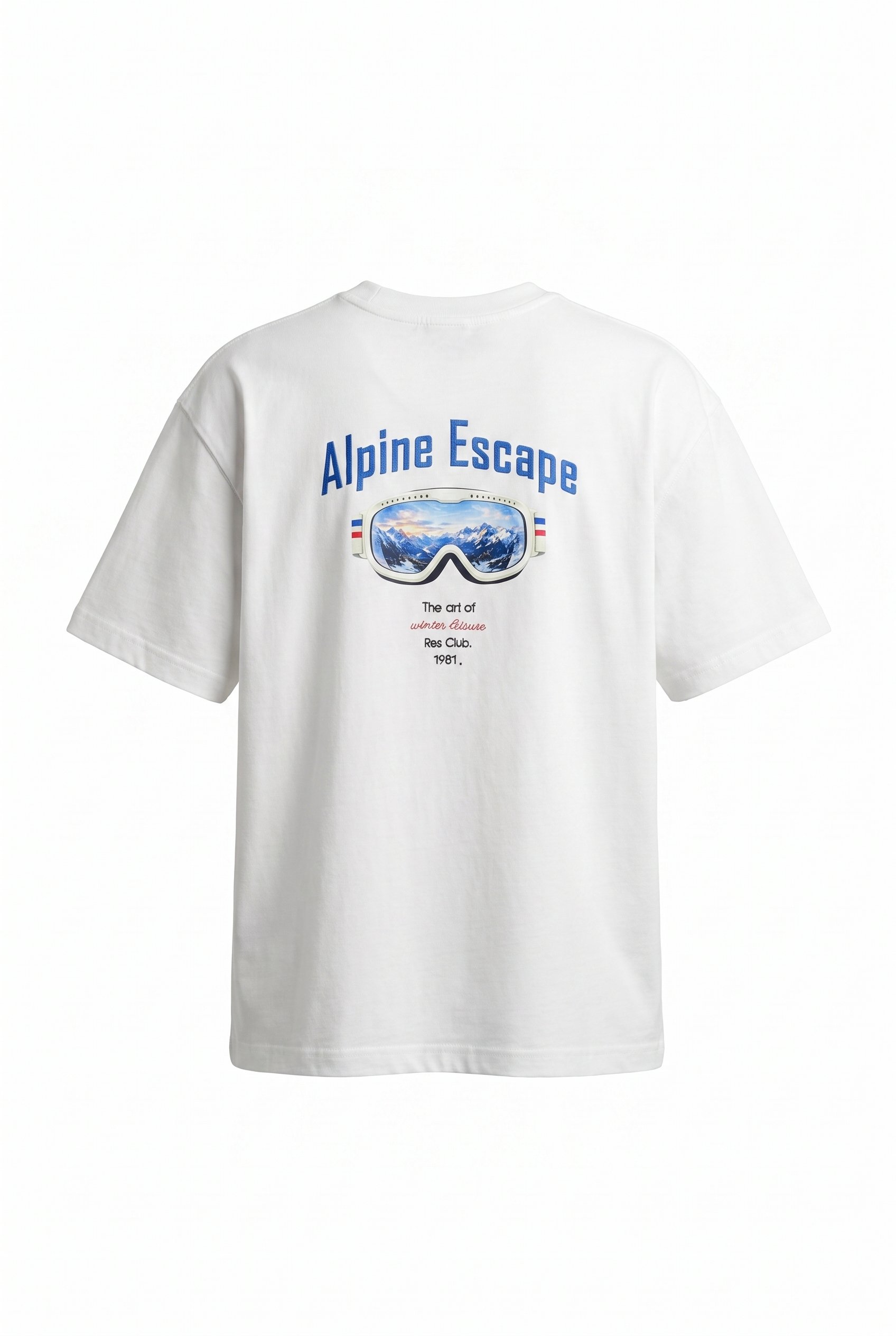 Erkek Alpine Nakışlı Oversize T-Shirt Ekru